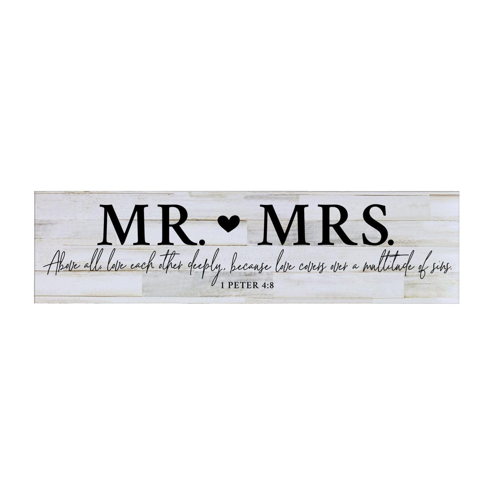 Inspirational Everyday Home and Family Wooden Wall Art Hanging Plaque 10 x 40 – Mr. & Mrs. - LifeSong Milestones