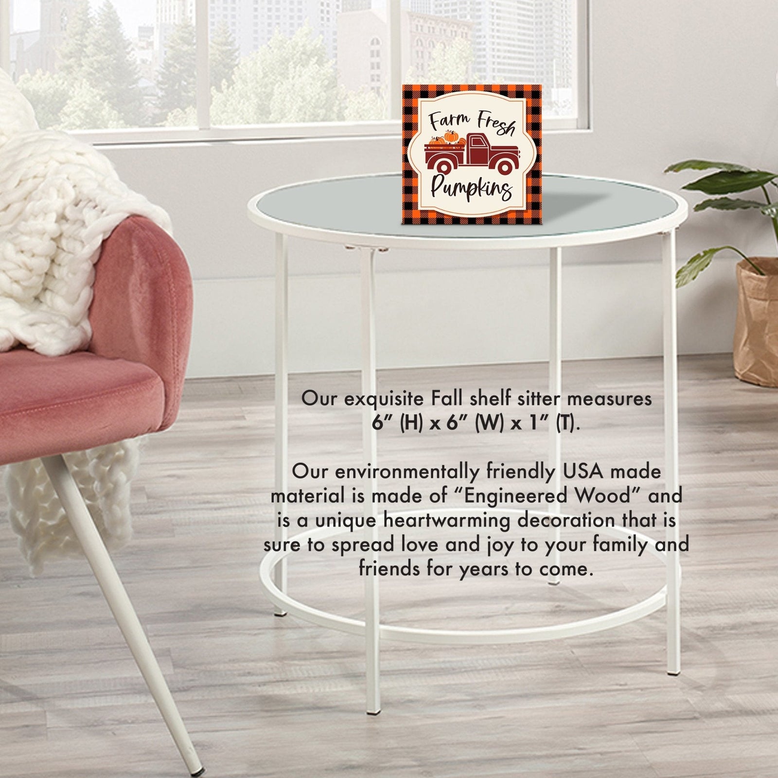 Inspirational Fall Themed Unique Shelf Décor and Tabletop Signs - Farm Fresh Pumpkin - LifeSong Milestones