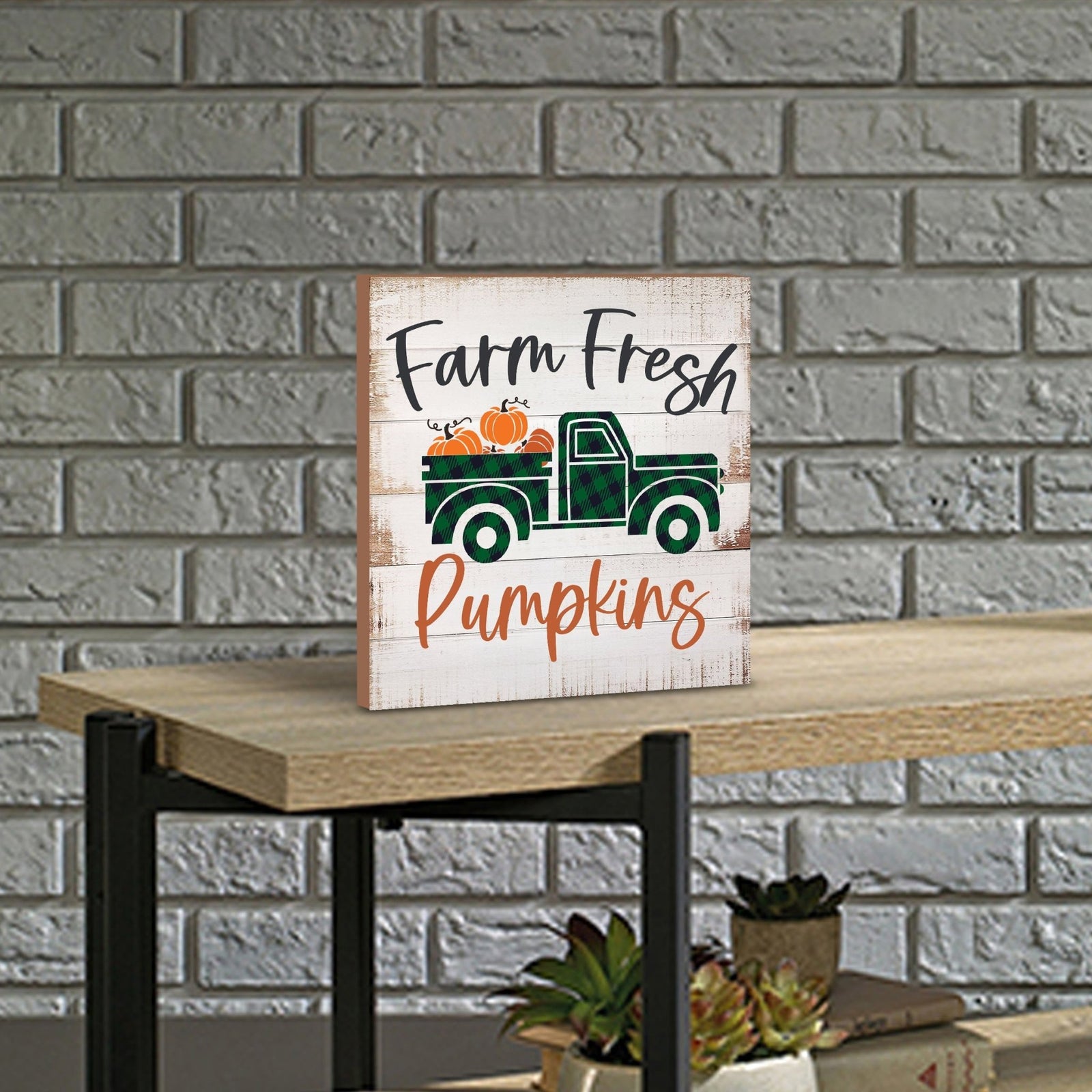 Inspirational Fall Themed Unique Shelf Décor and Tabletop Signs - Farm Fresh Pumpkin - LifeSong Milestones