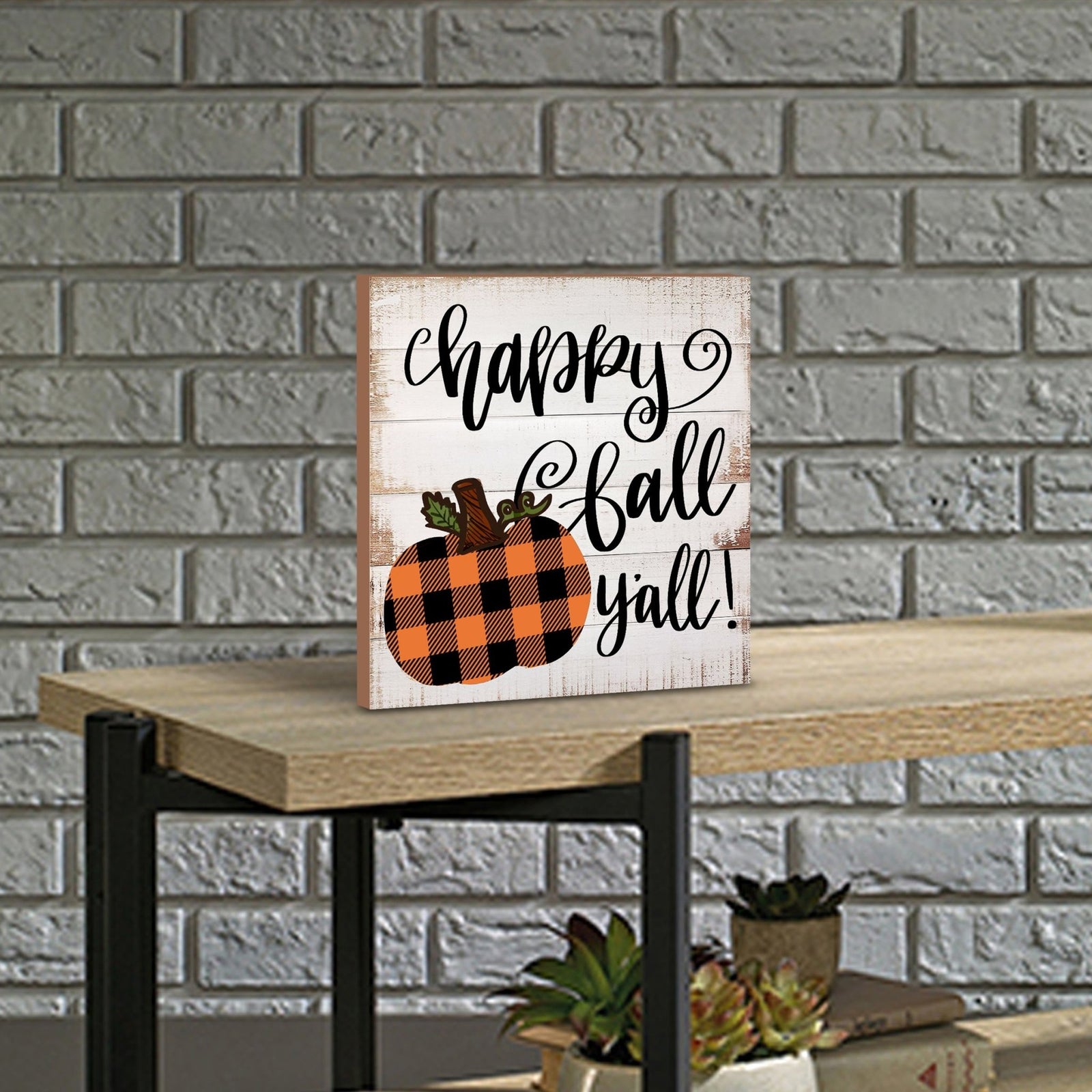 Inspirational Fall Themed Unique Shelf Décor and Tabletop Signs - Happy Fall Y’all - LifeSong Milestones