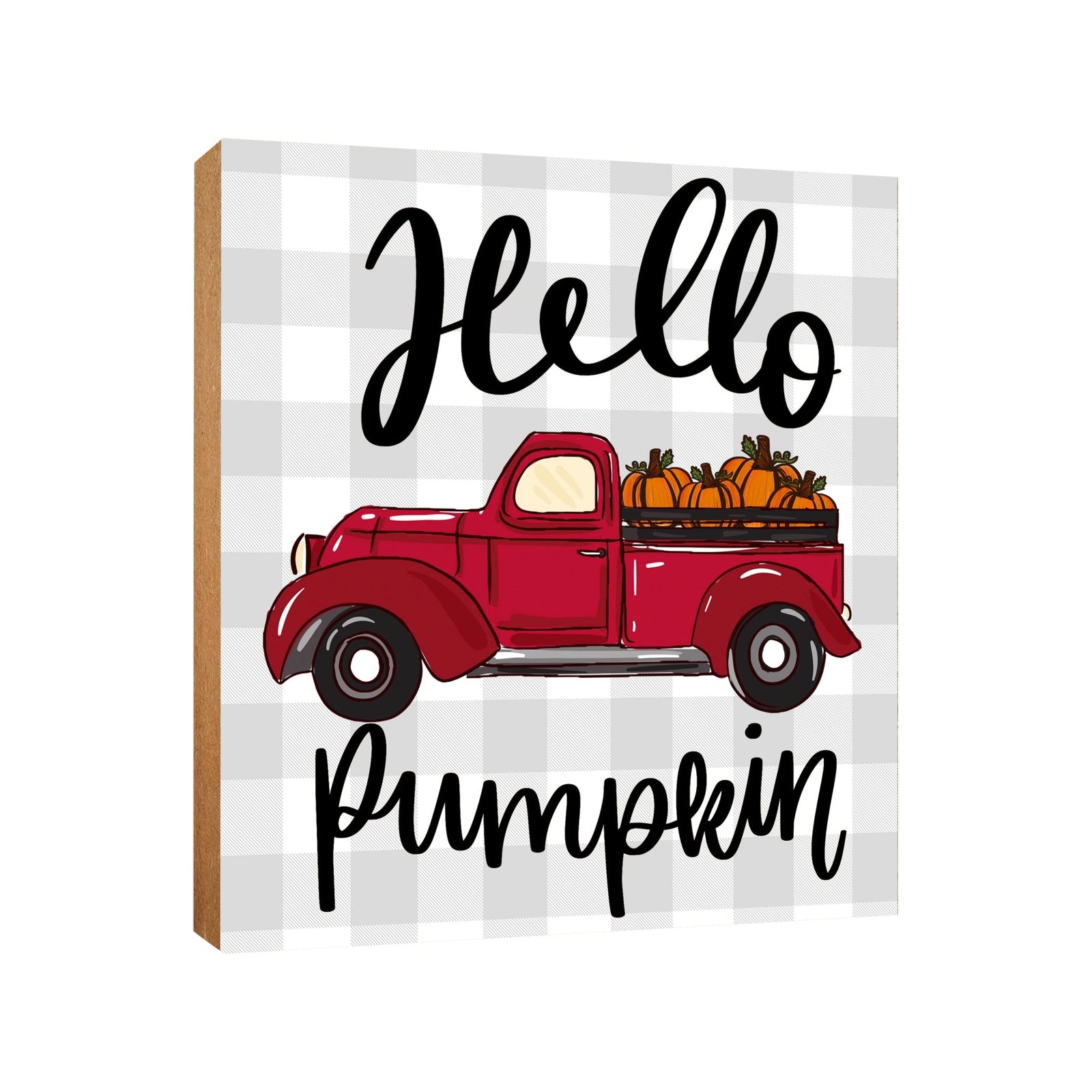 Inspirational Fall Themed Unique Shelf Décor and Tabletop Signs - Hello Pumpkin - LifeSong Milestones