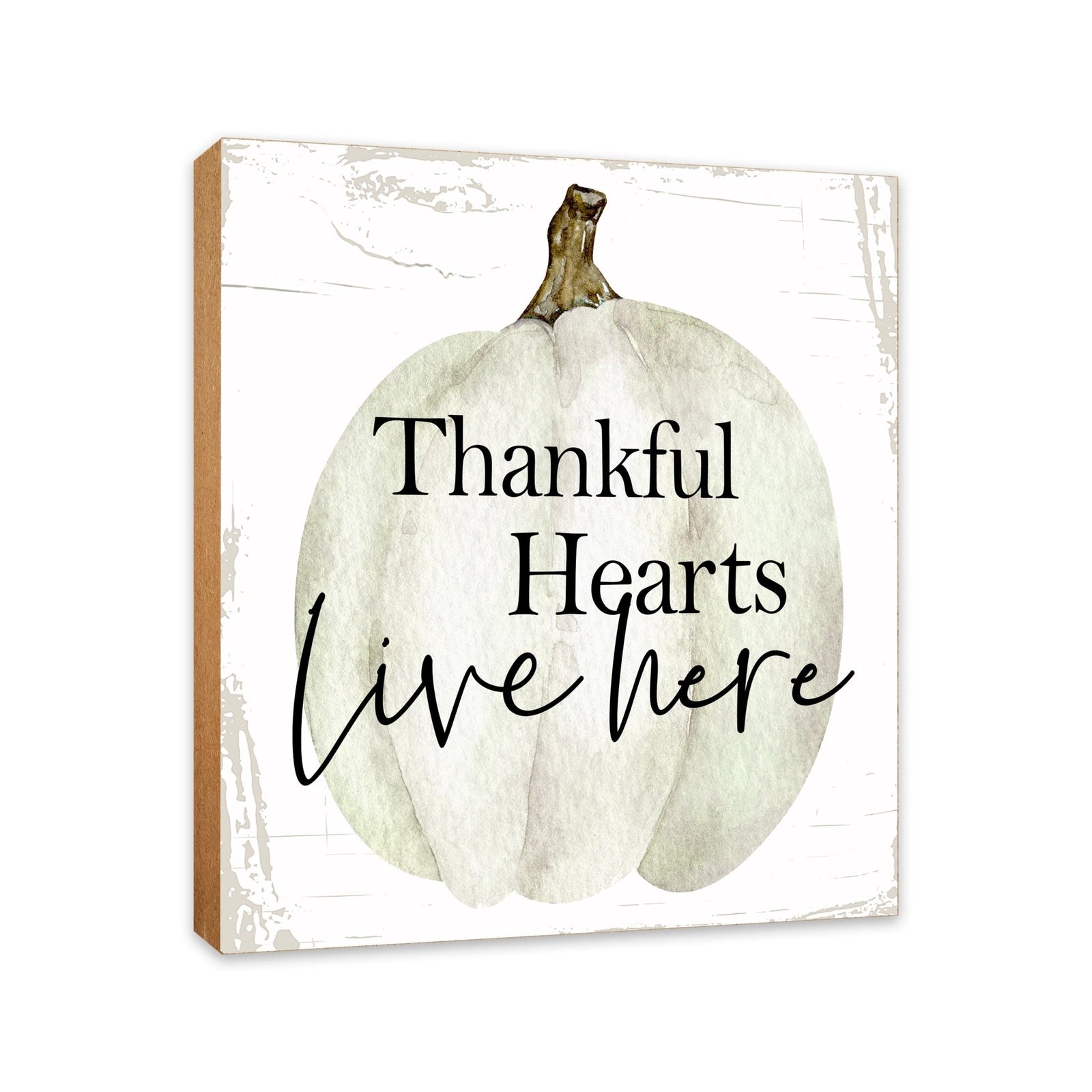 Inspirational Fall Themed Unique Shelf Décor and Tabletop Signs - Thankful Hearts - LifeSong Milestones