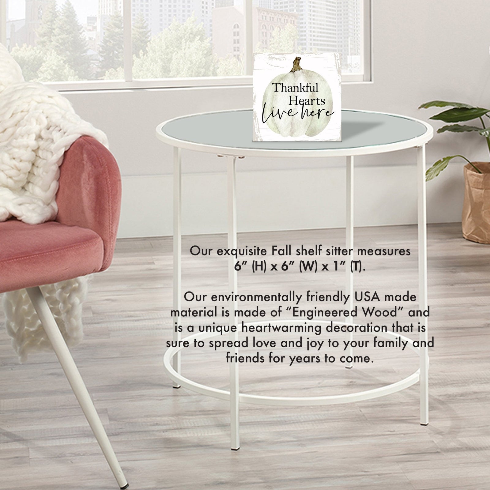 Inspirational Fall Themed Unique Shelf Décor and Tabletop Signs - Thankful Hearts - LifeSong Milestones