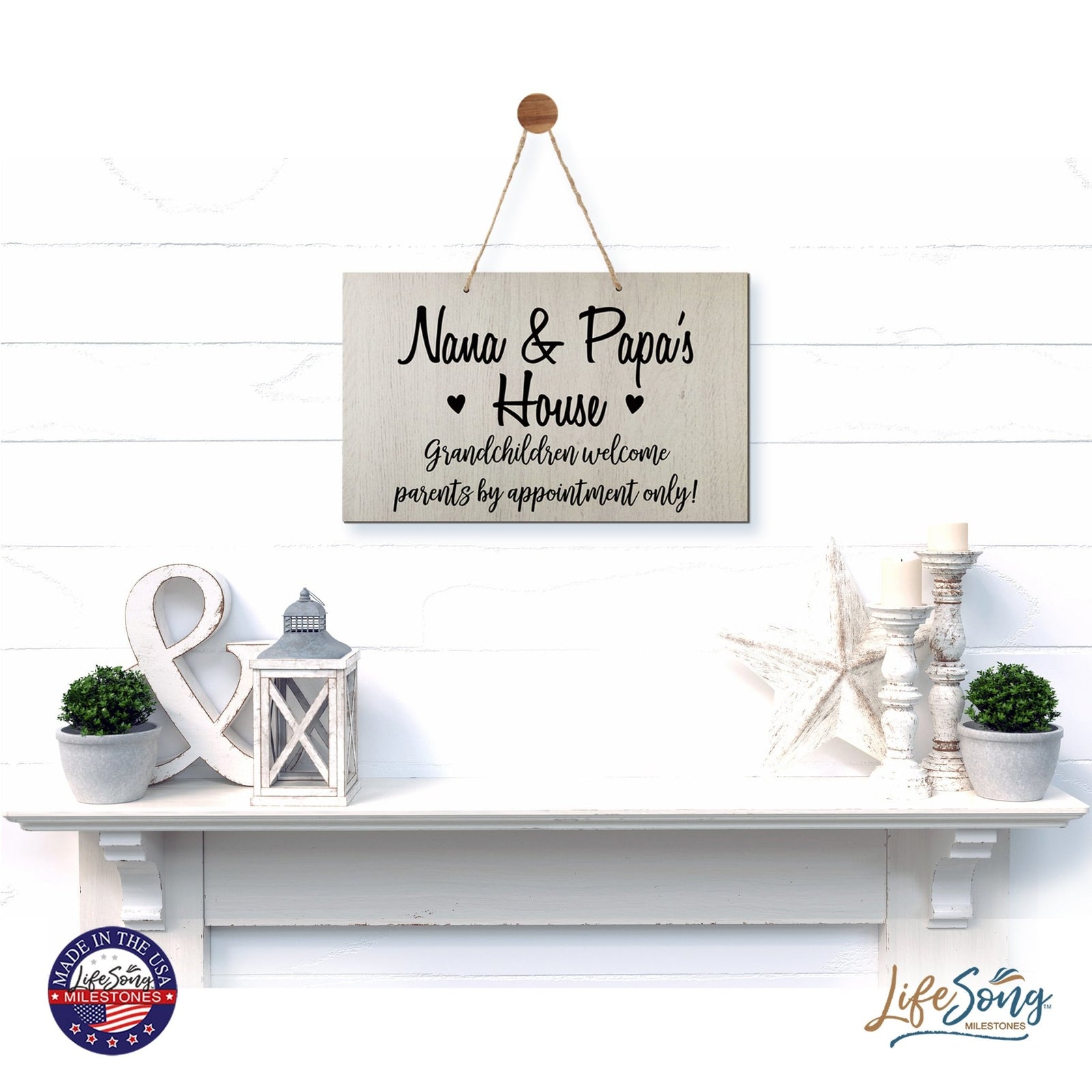 Inspirational Grandparent Wall Hanging Sign 8x12 - Grandchildren Welcome - LifeSong Milestones