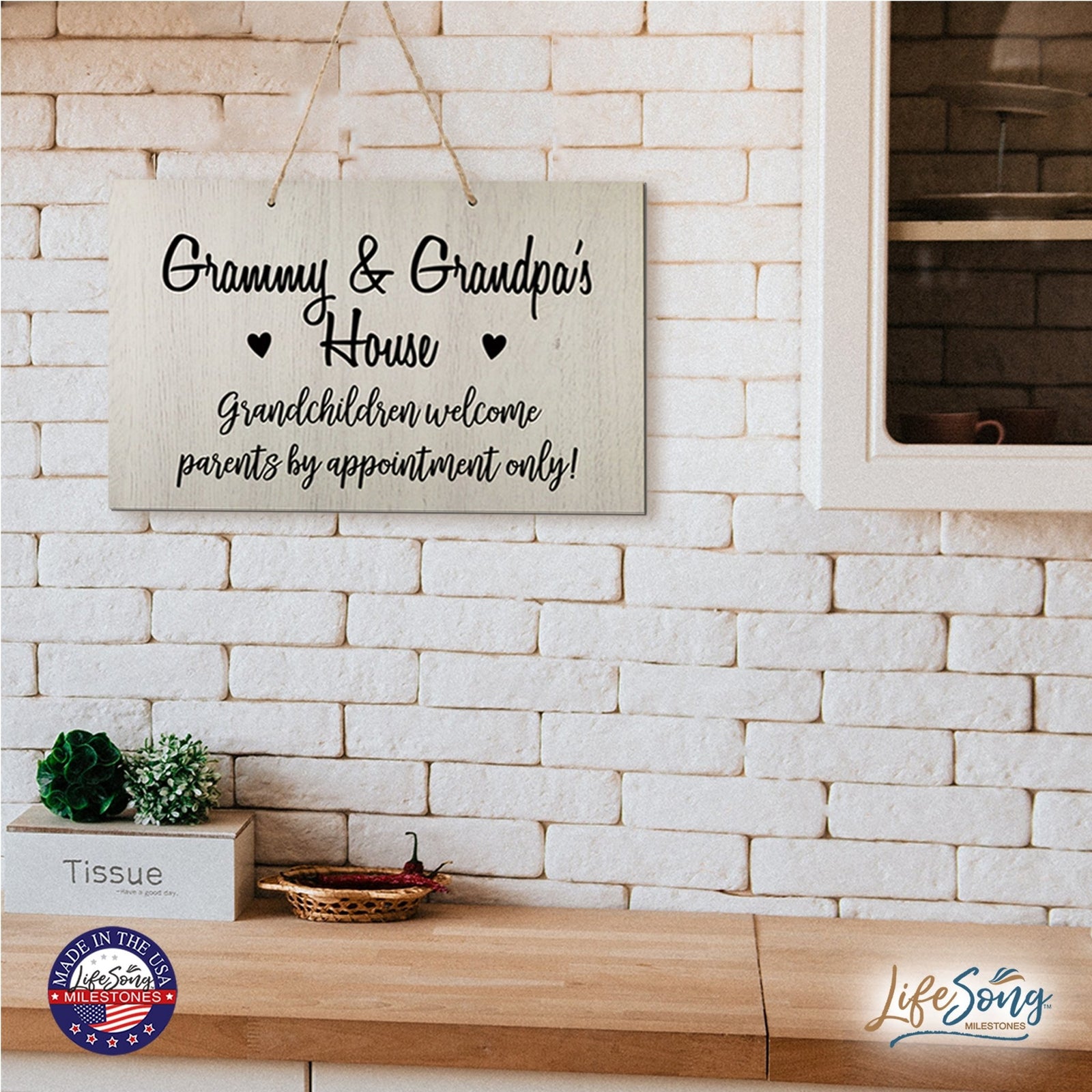 Inspirational Grandparent Wall Hanging Sign 8x12 - Grandchildren Welcome - LifeSong Milestones