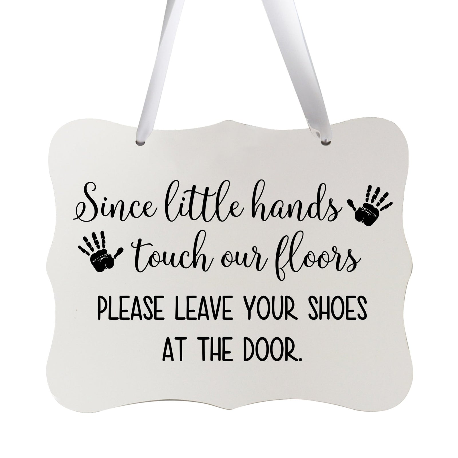 Inspirational Hanging Ribbon Wall Sign for Kids - Please Leave Your Shoes - LifeSong Milestones