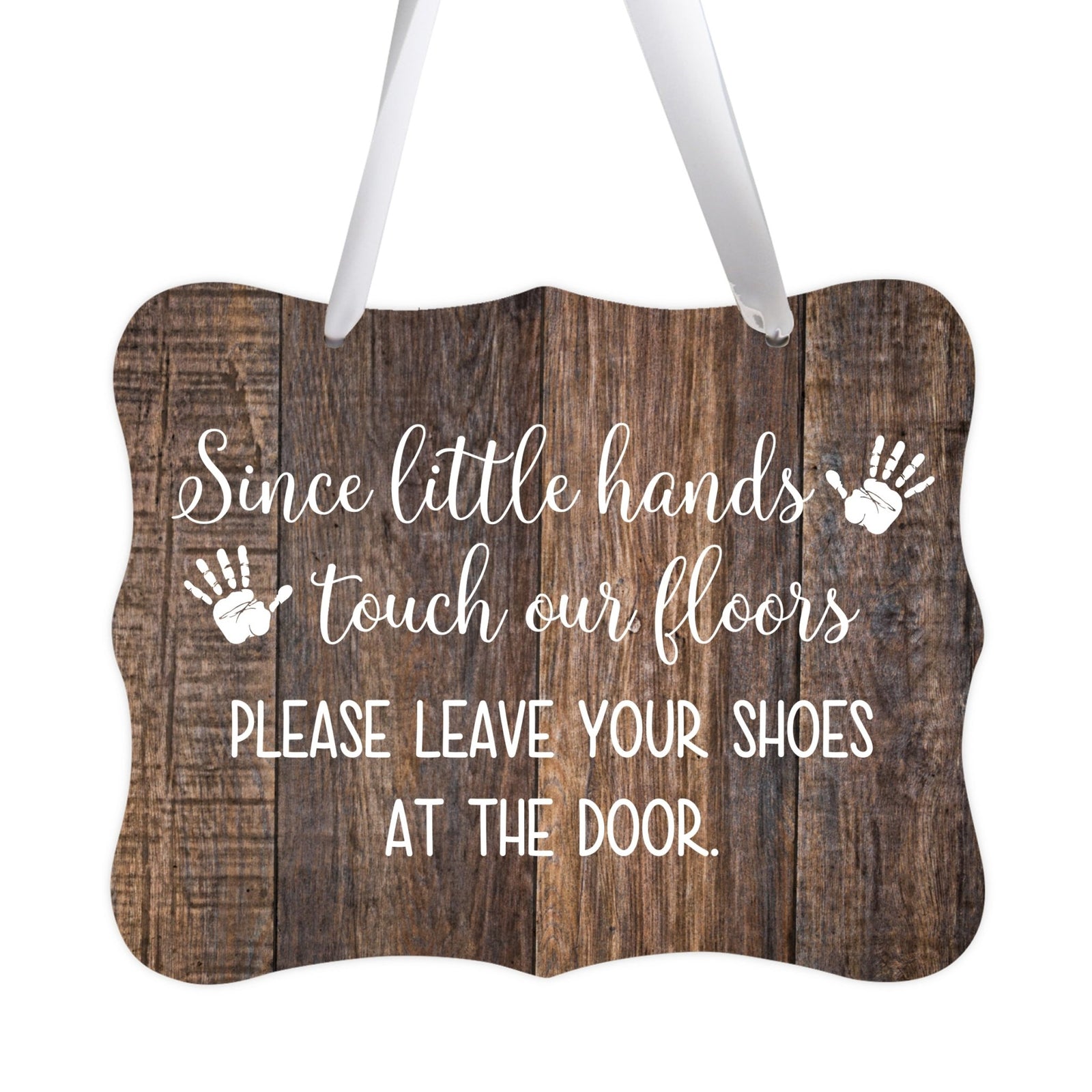 Inspirational Hanging Ribbon Wall Sign for Kids - Please Leave Your Shoes - LifeSong Milestones