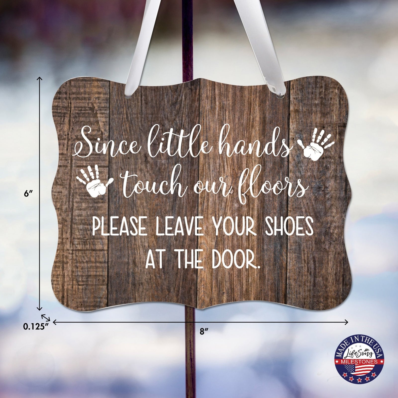 Inspirational Hanging Ribbon Wall Sign for Kids - Please Leave Your Shoes - LifeSong Milestones