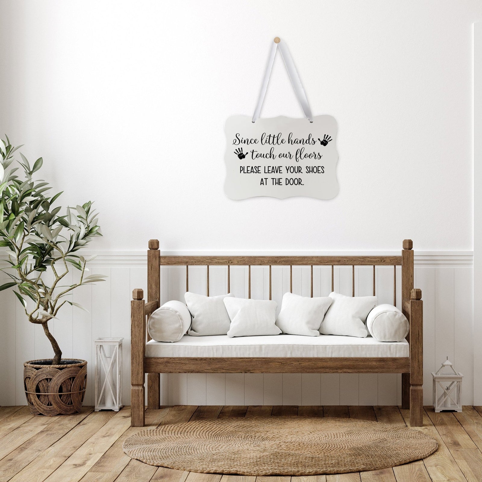Inspirational Hanging Ribbon Wall Sign for Kids - Please Leave Your Shoes - LifeSong Milestones