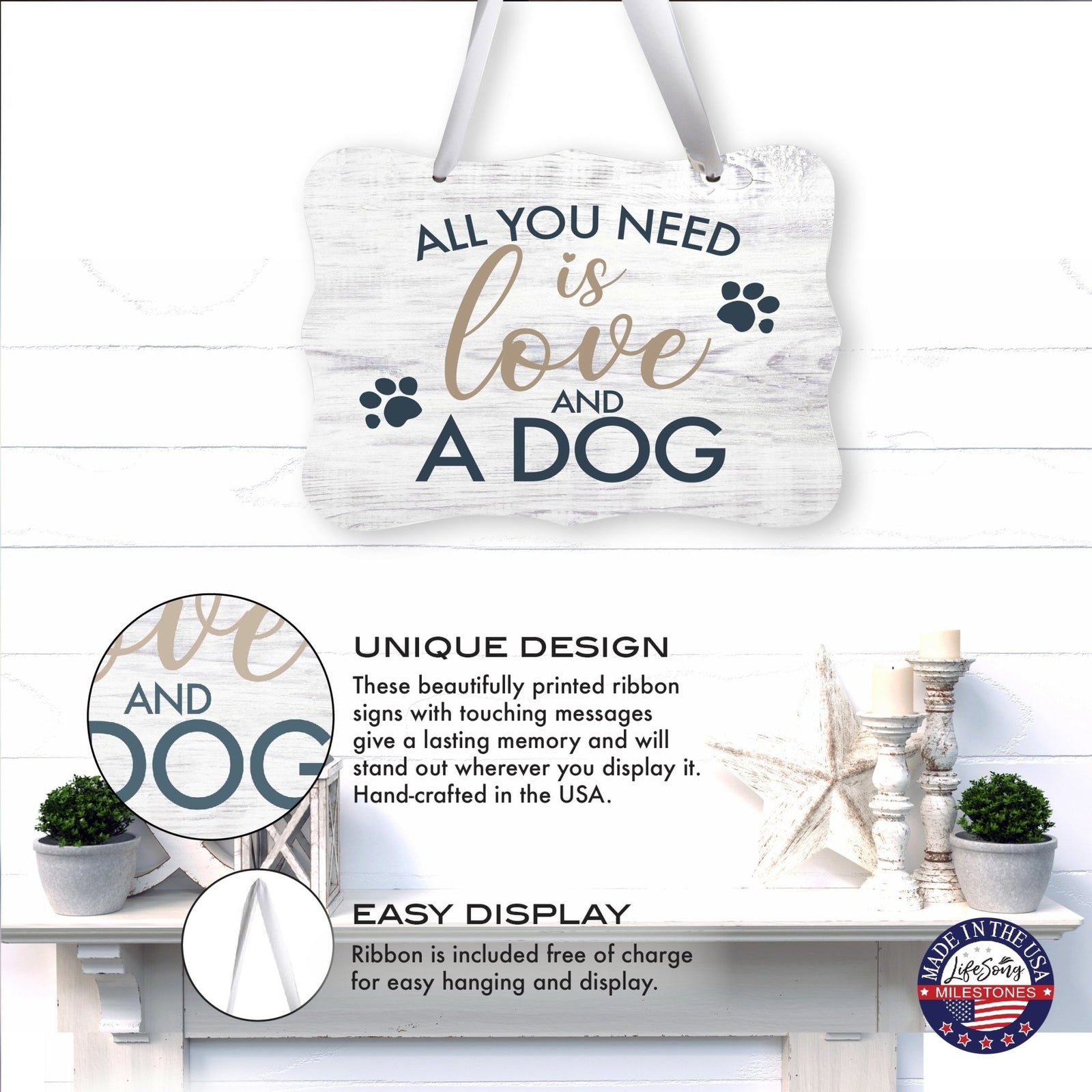 Inspirational Hanging Ribbon Wall Sign for Pet - LifeSong Milestones