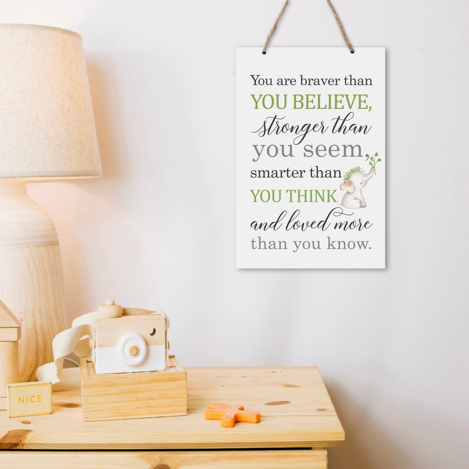 Inspirational Nursery Rope Signs for Boys and Girls - Braver Than - LifeSong Milestones