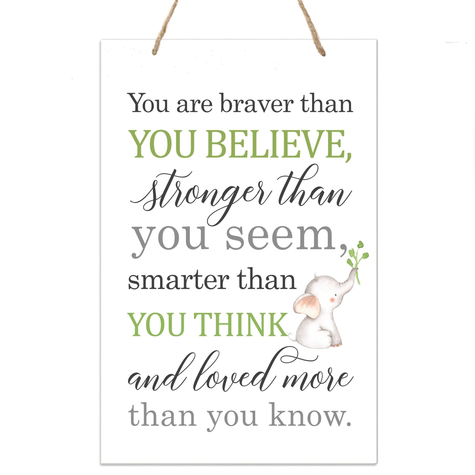 Inspirational Nursery Rope Signs for Boys and Girls - Braver Than - LifeSong Milestones