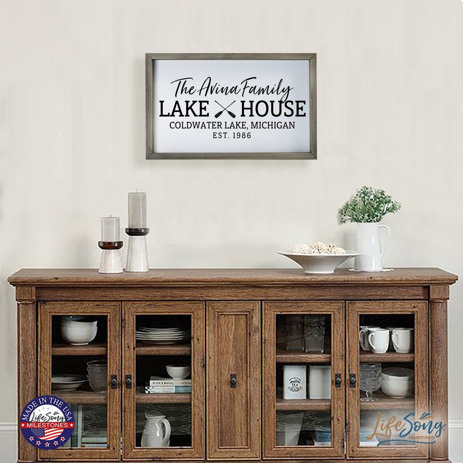 Inspirational Personalized Framed Shadow Box 12x18 -The Lake House (paddles) - LifeSong Milestones