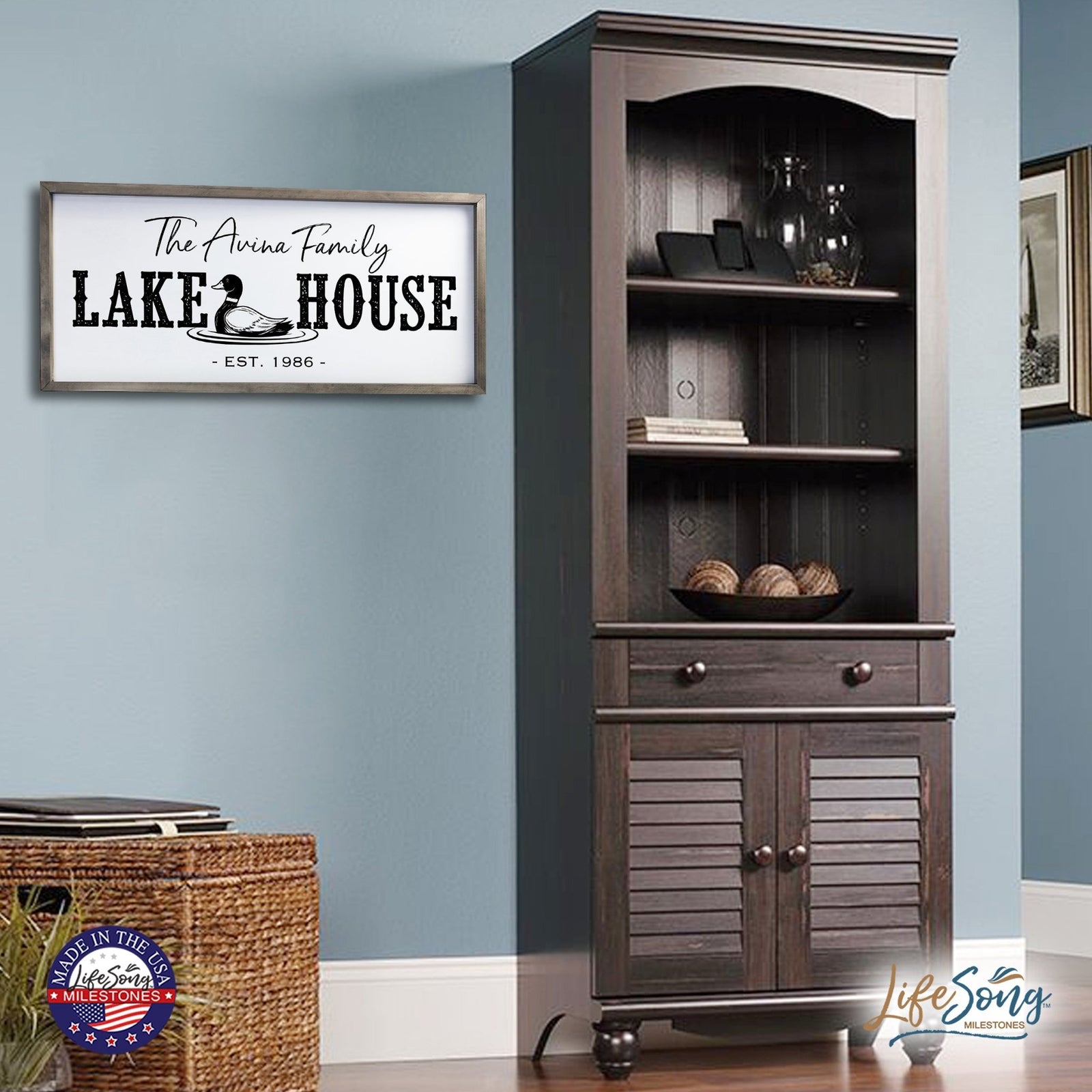 Inspirational Personalized Framed Shadow Box 13x30 - The Lake House - LifeSong Milestones