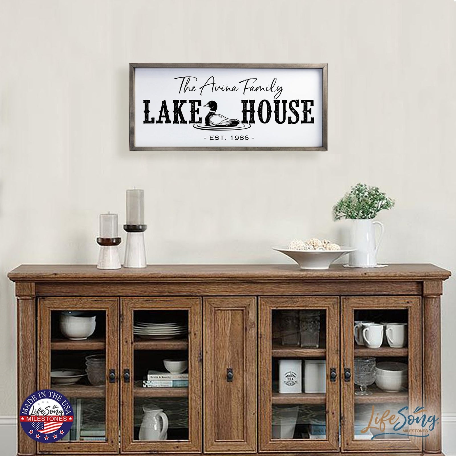 Inspirational Personalized Framed Shadow Box 13x30 - The Lake House - LifeSong Milestones