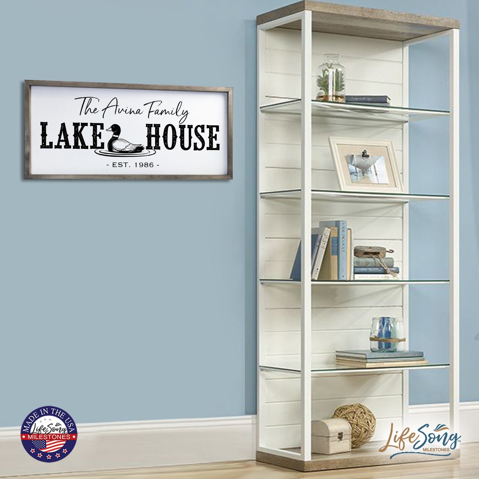 Inspirational Personalized Framed Shadow Box 13x30 - The Lake House - LifeSong Milestones