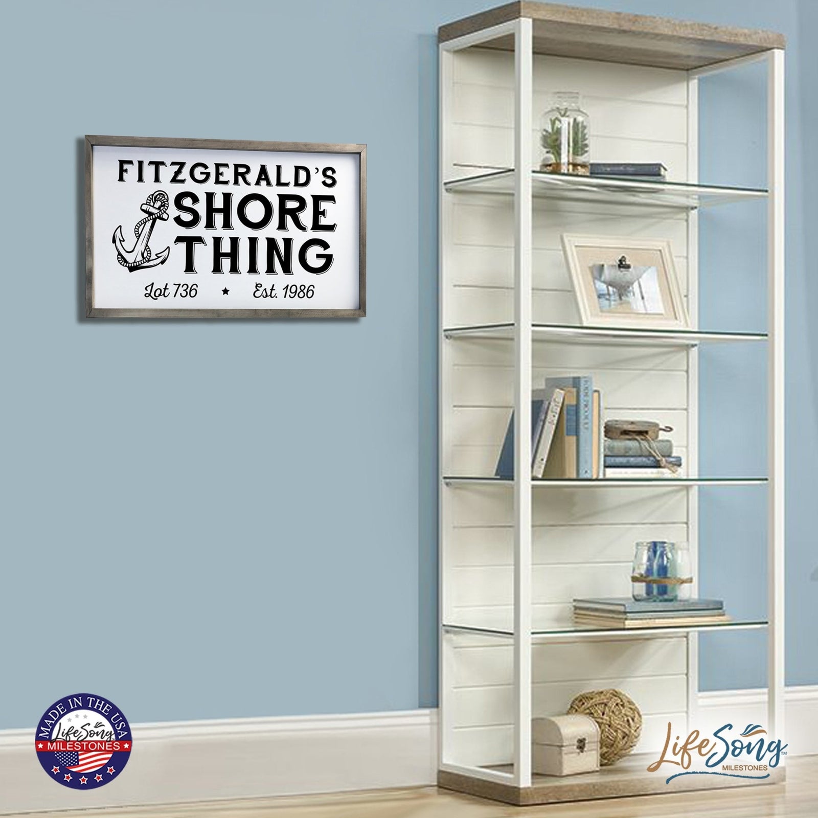 Inspirational Personalized Framed Shadow Box 16x25 - Shore Thing - LifeSong Milestones