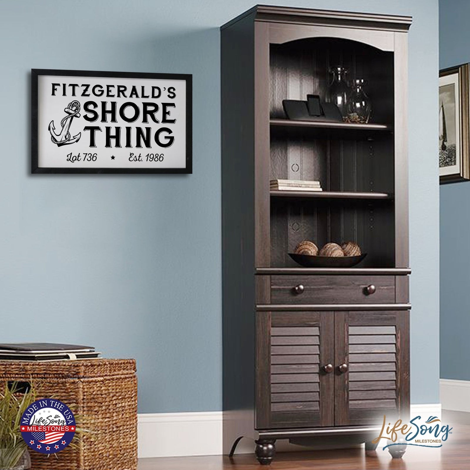 Inspirational Personalized Framed Shadow Box 16x25 - Shore Thing - LifeSong Milestones