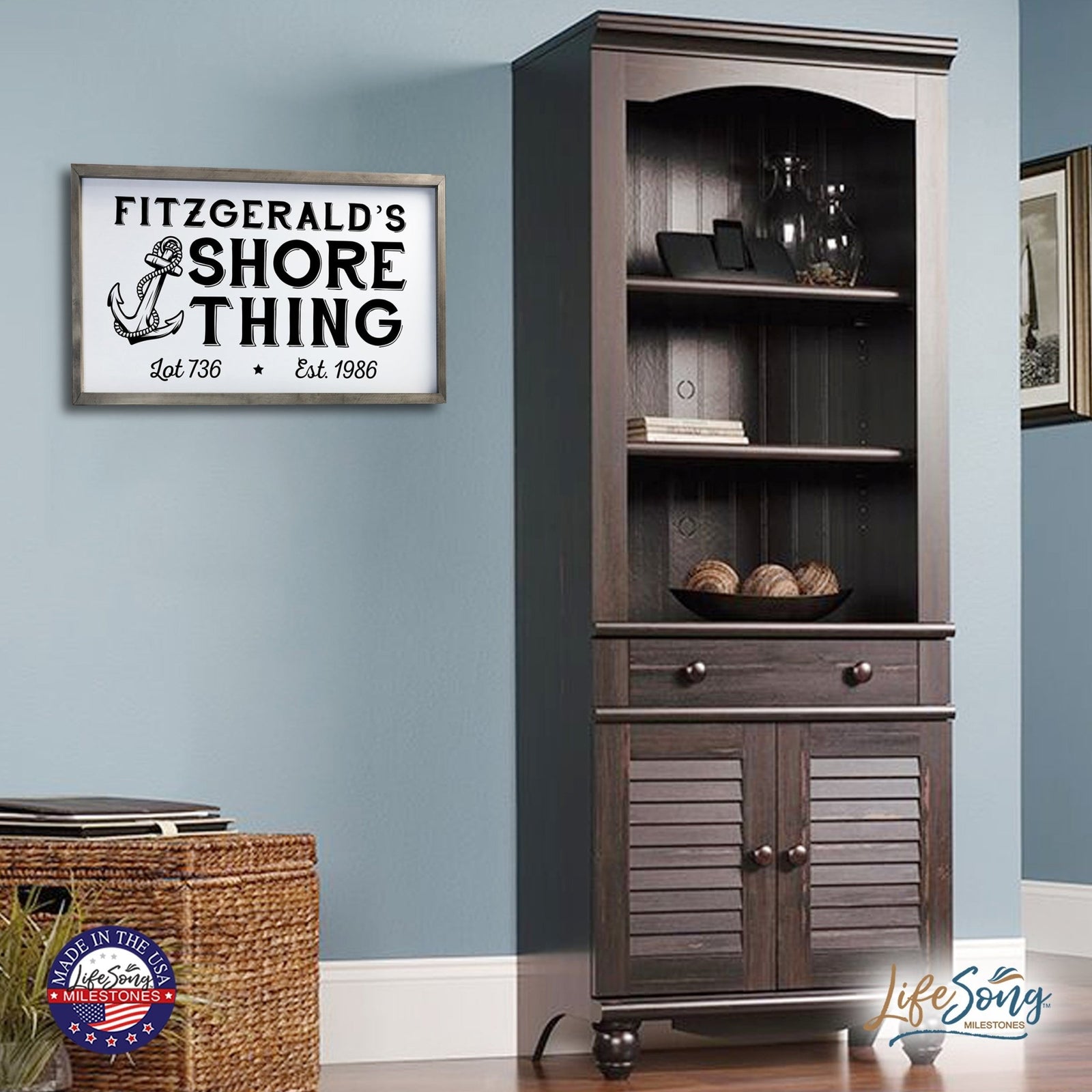 Inspirational Personalized Framed Shadow Box 16x25 - Shore Thing - LifeSong Milestones