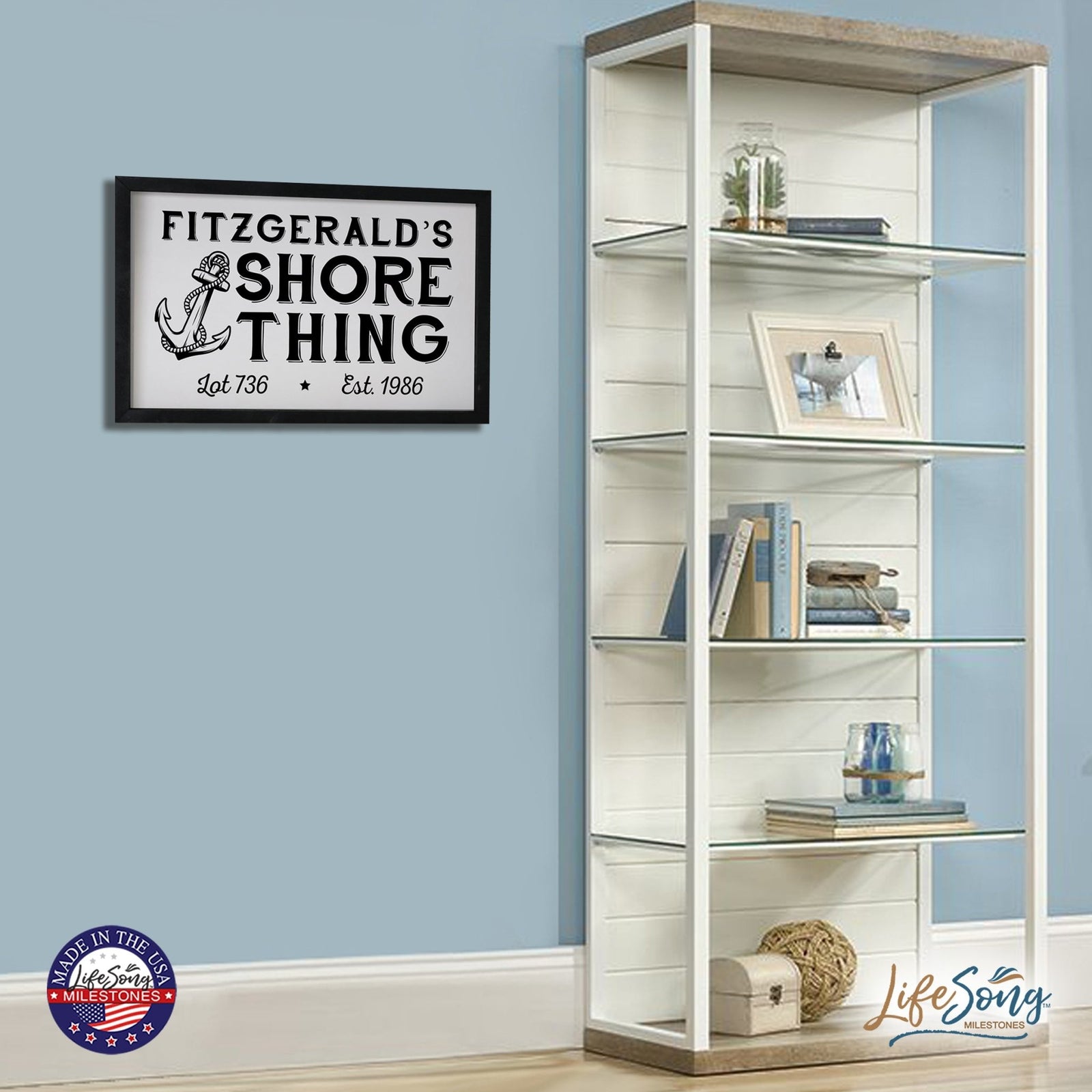 Inspirational Personalized Framed Shadow Box 16x25 - Shore Thing - LifeSong Milestones