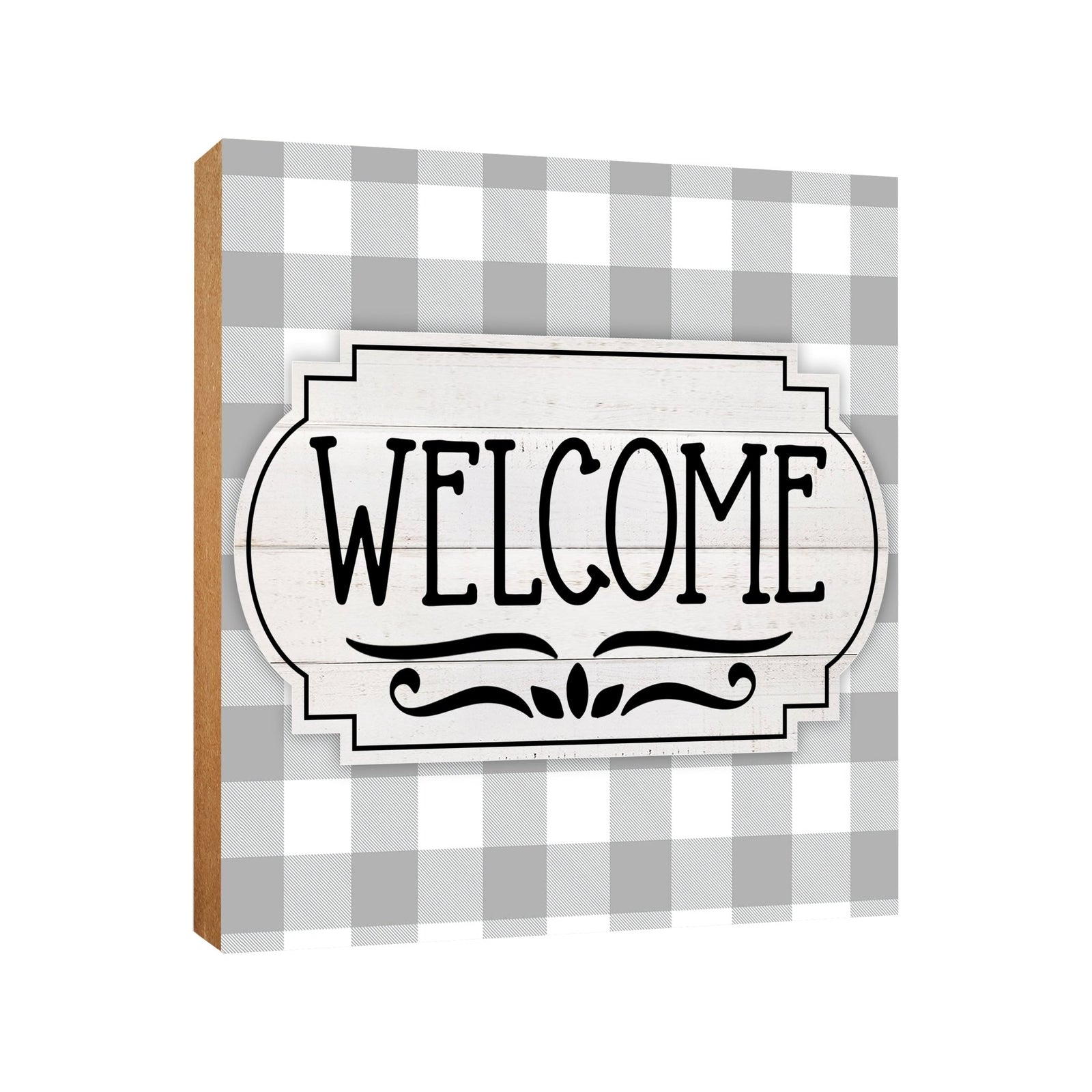 A close-up of a wooden tabletop adorned with inspirational fall signs, enhancing your home decor