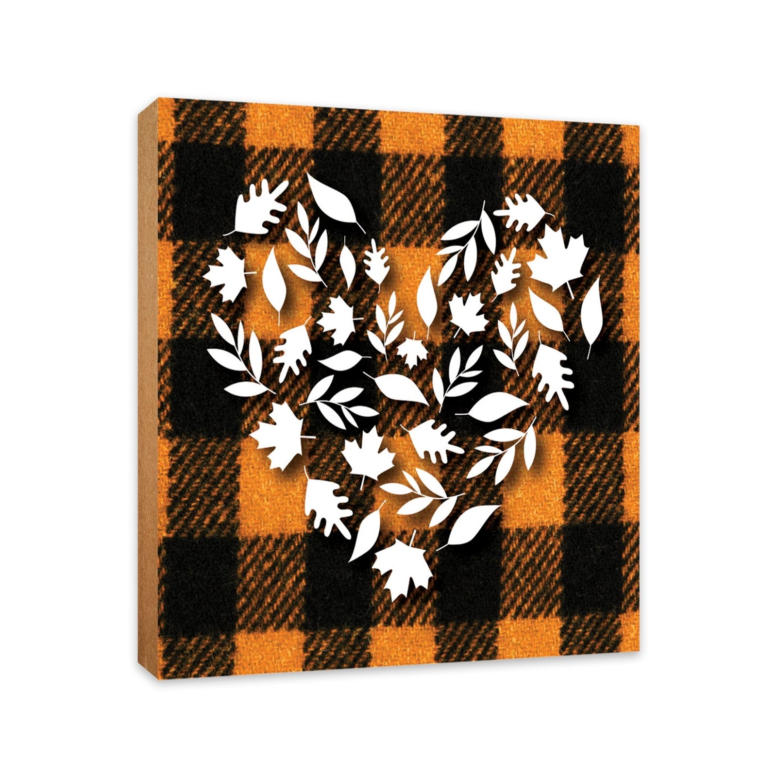 A close-up of a wooden tabletop adorned with inspirational fall signs, enhancing your home decor