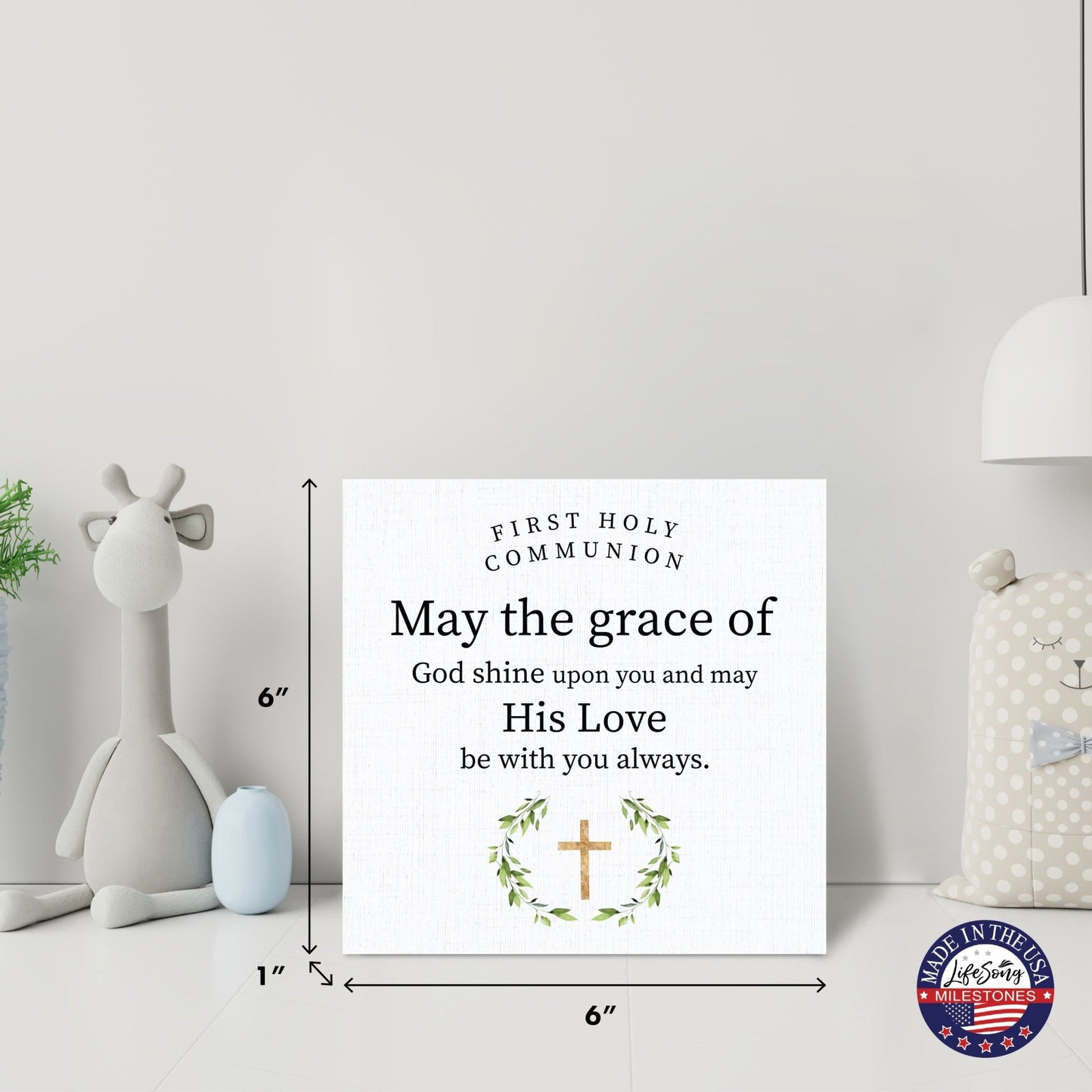Inspirational Shelf Décor and Tabletop Signs for First Holy Communion - LifeSong Milestones
