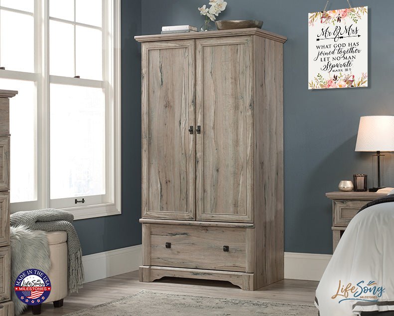 Inspirational Wedding Wooden Wall Hanging Rope Sign 12" x 15" x 0.125" - LifeSong Milestones