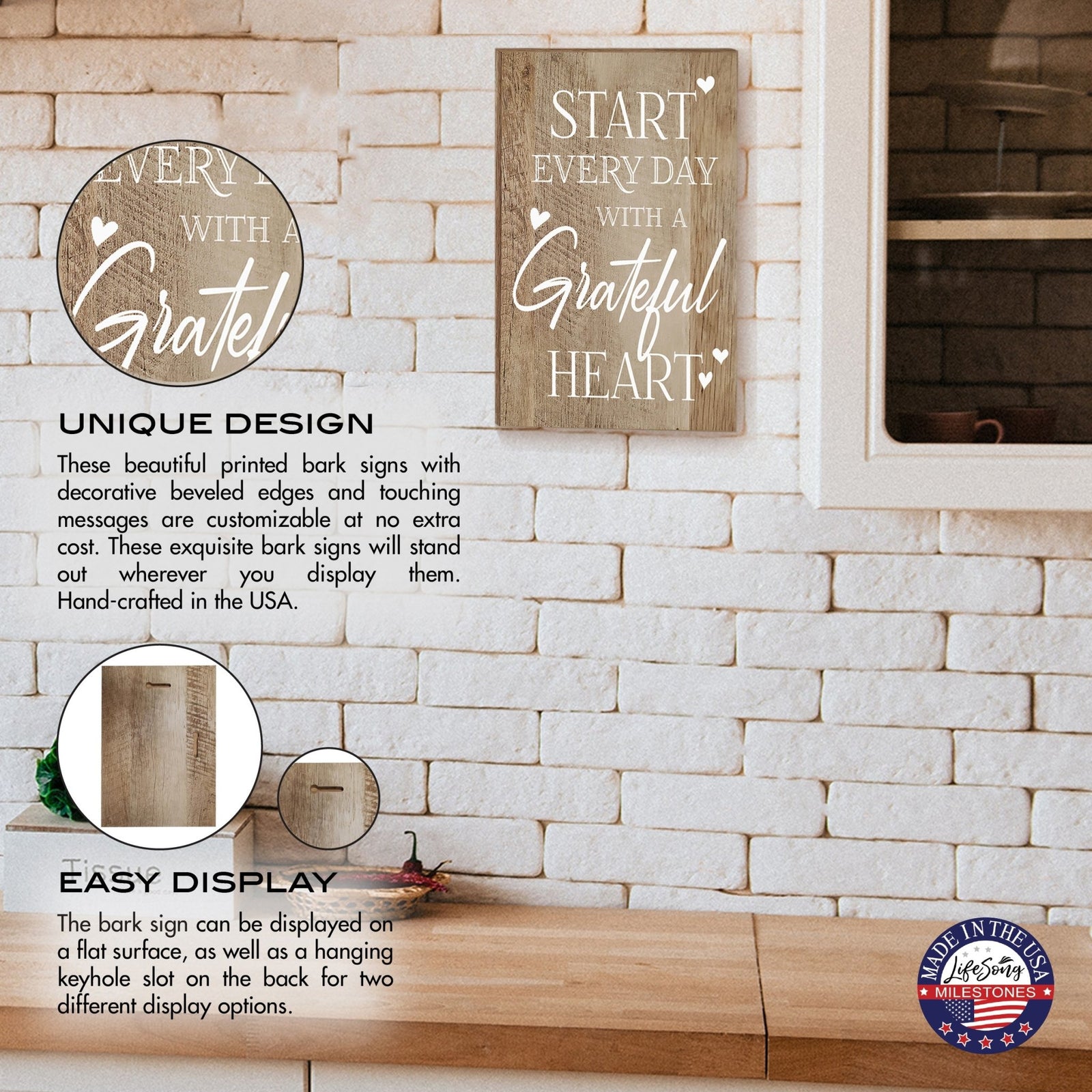 Inspirational Wood Wall Hanging Plaques With Motivational Verse For Home Décor And Gift Idea - Start every day - LifeSong Milestones