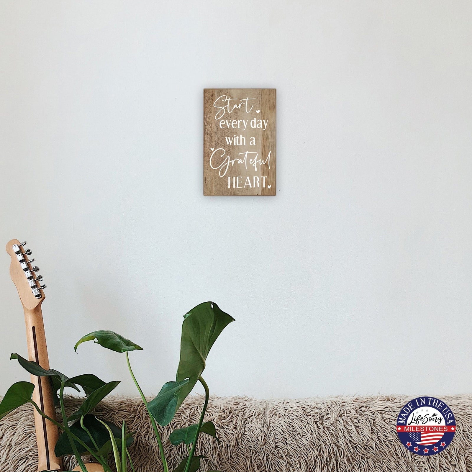 Inspirational Wood Wall Hanging Plaques With Motivational Verse For Home Décor And Gift Idea - Start every day - LifeSong Milestones