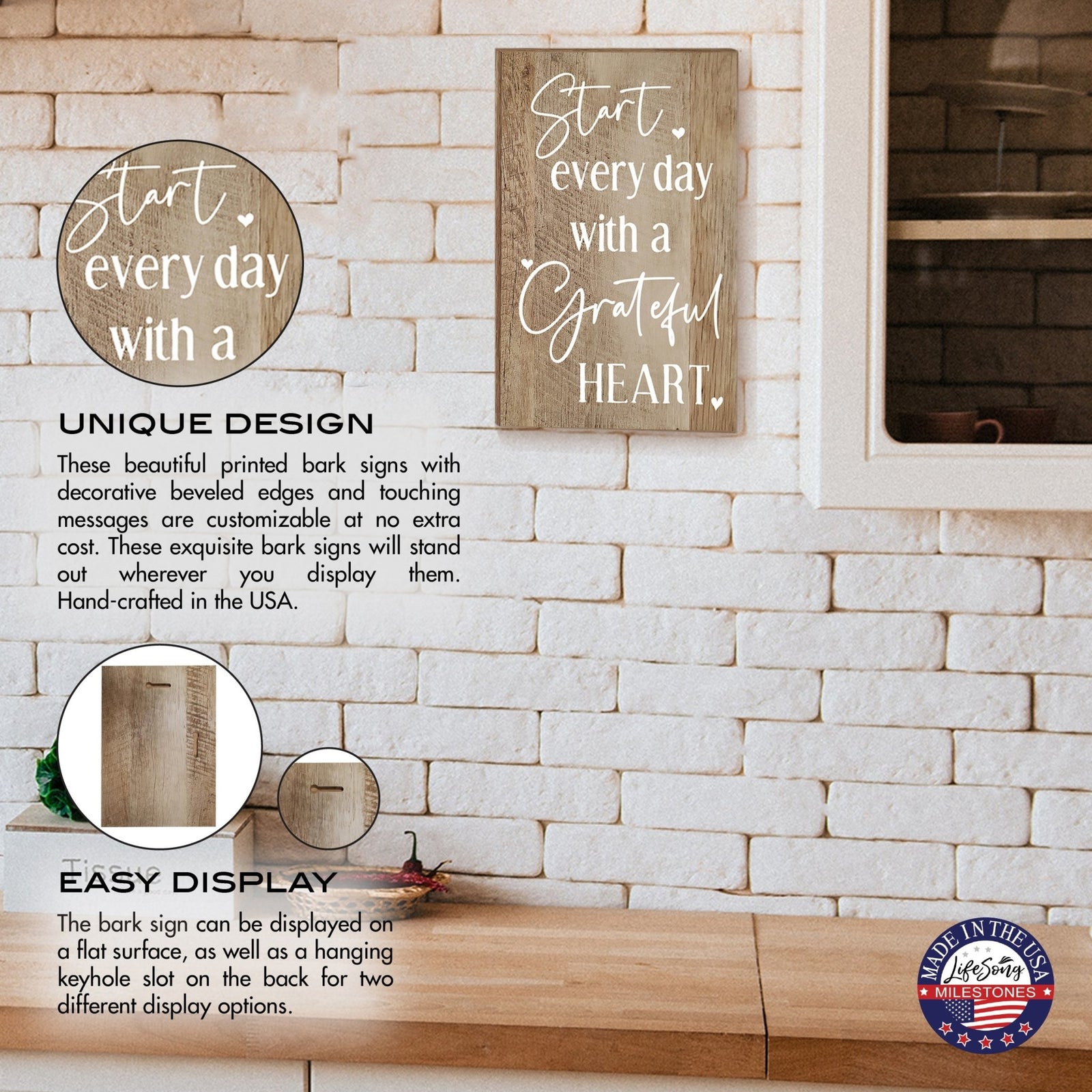 Inspirational Wood Wall Hanging Plaques With Motivational Verse For Home Décor And Gift Idea - Start every day - LifeSong Milestones