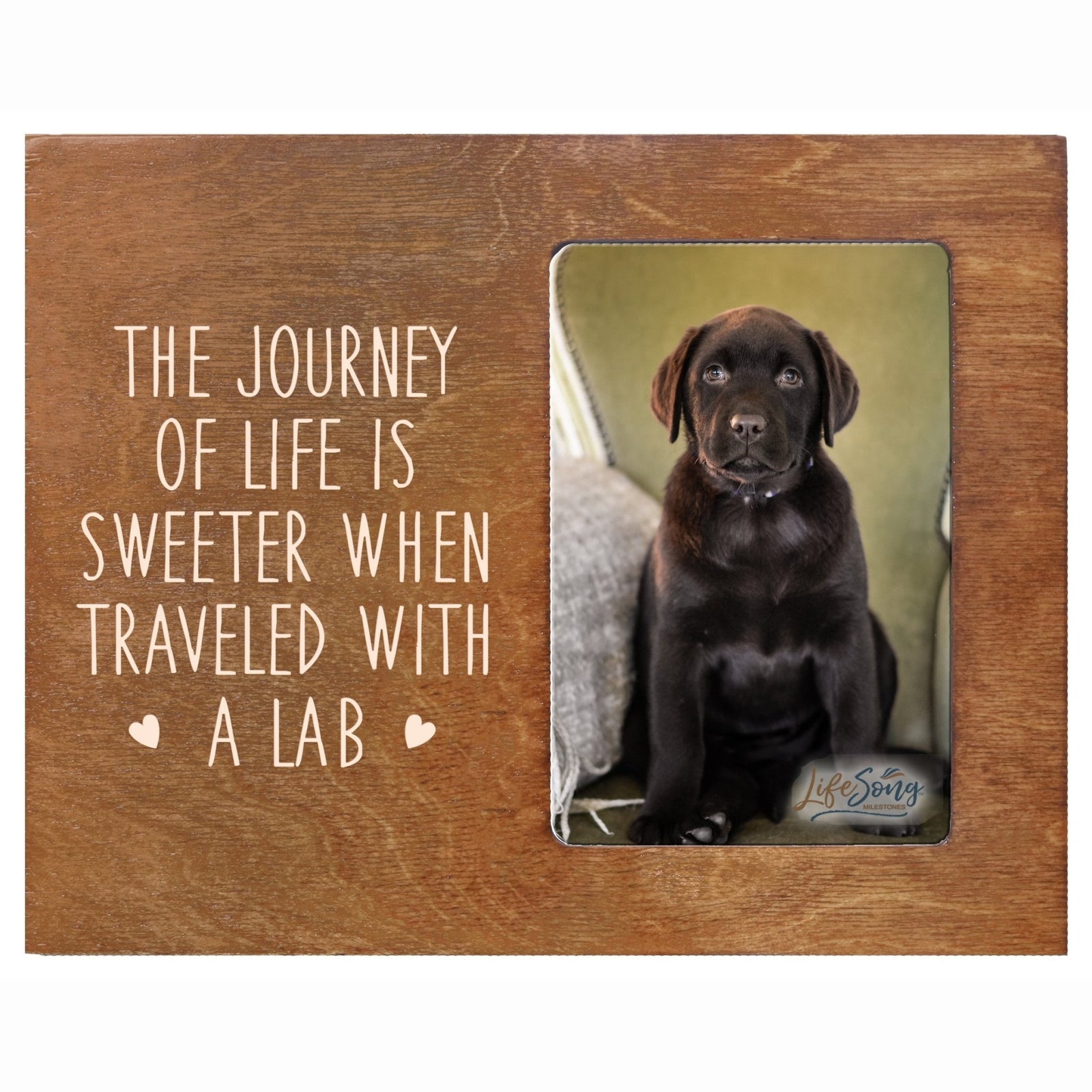 Inspirational Wooden 8x10 Picture Frame for Pet Dogs holds 4x6 photo The Journey Of Life - LifeSong Milestones