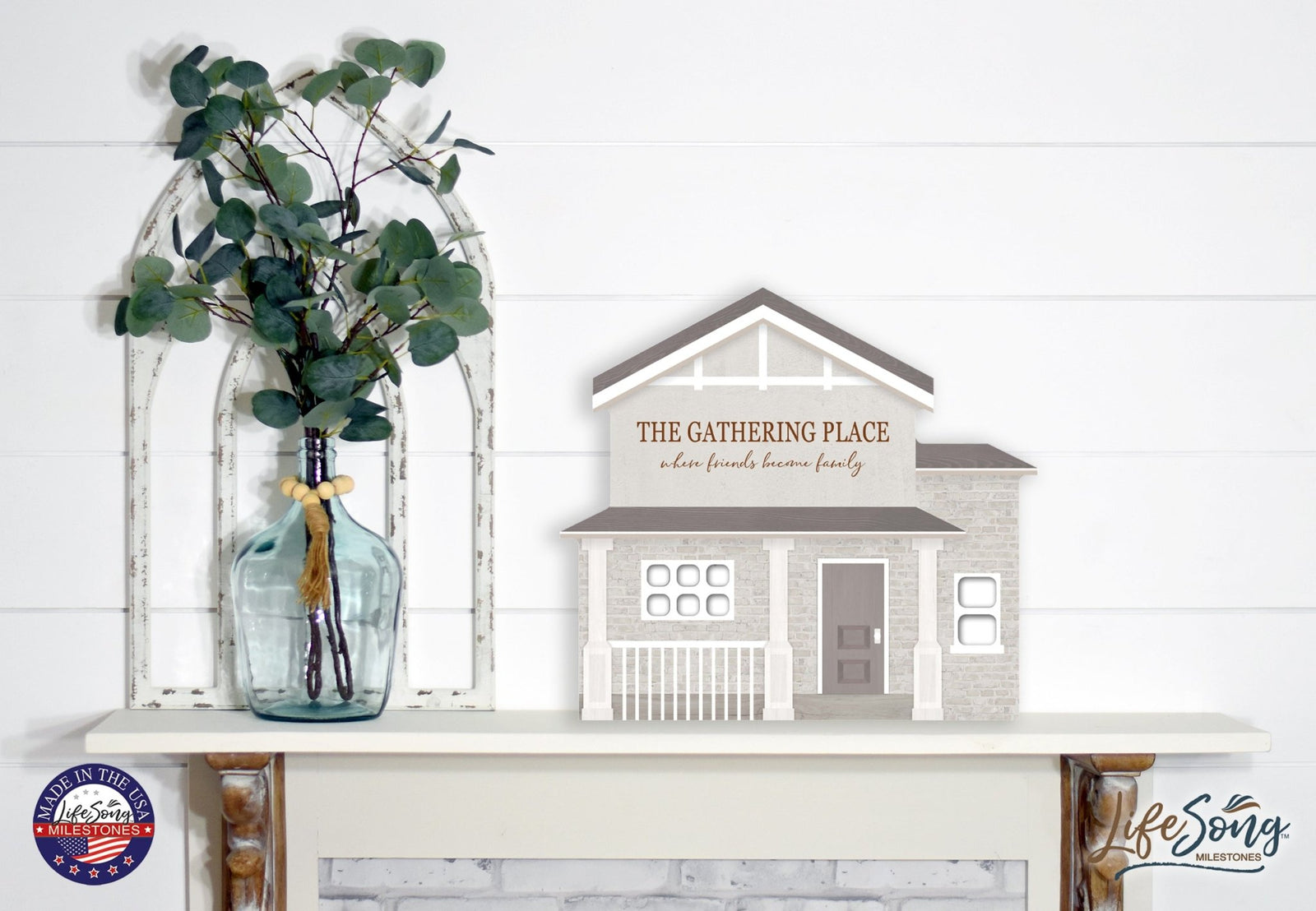 Inspirational Wooden House Shaped Table Top and Shelf Decoration with Christian and Bible Verse 7.25x8 - KITCHEN - LifeSong Milestones