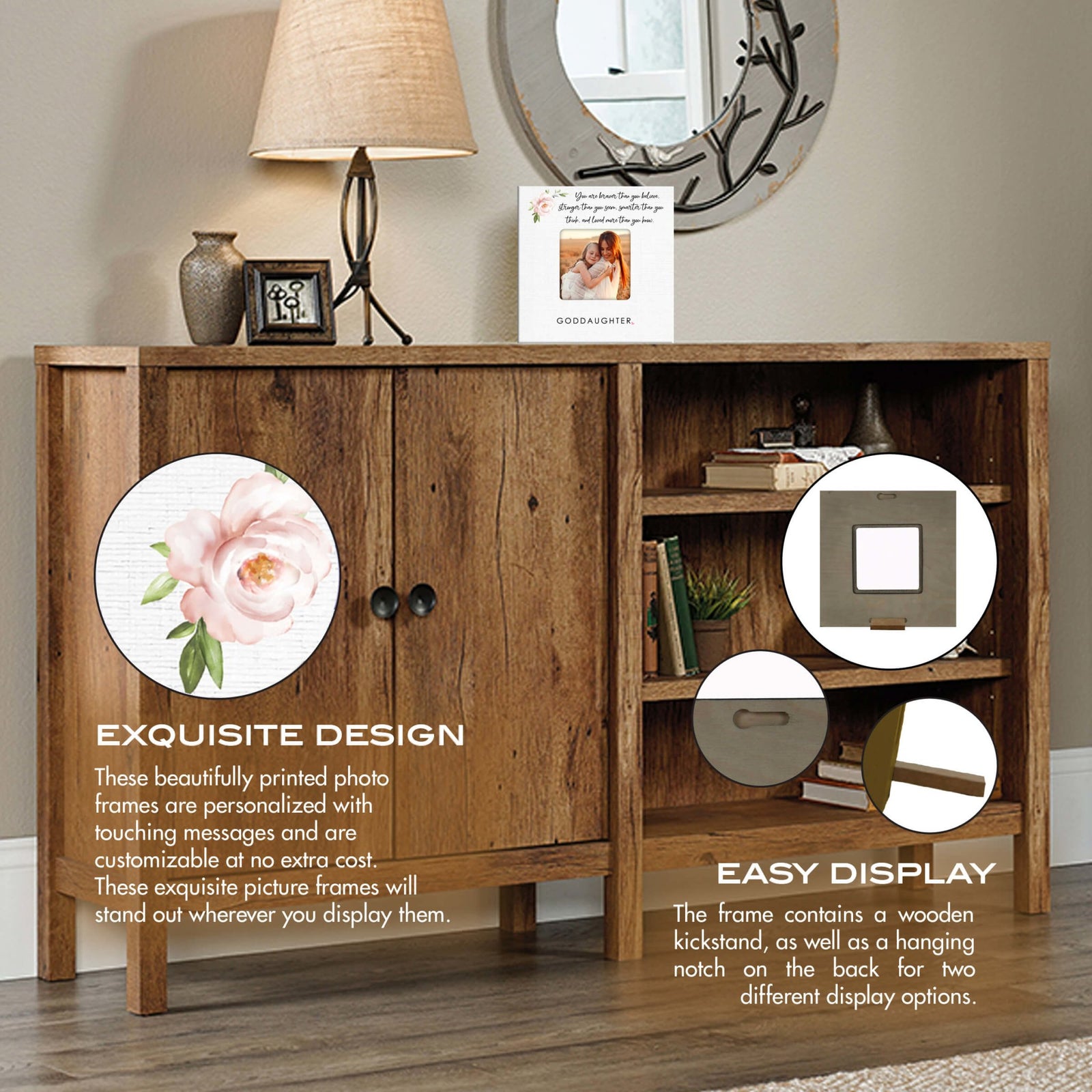 Inspirational Wooden Picture Frame for Goddaughter - LifeSong Milestones