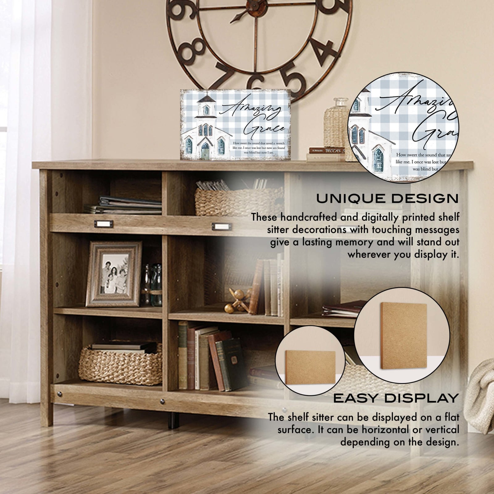 Inspirational Wooden Tabletop and Shelf Décor – Amazing Grace - LifeSong Milestones