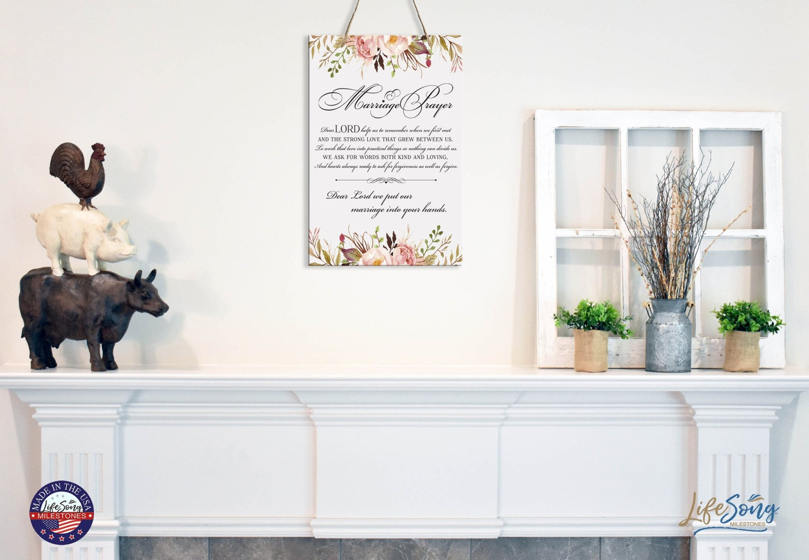 Inspirational Wooden Wall Hanging Rope Sign for Wedding 8 x 12 - A Marriage Prayer - LifeSong Milestones