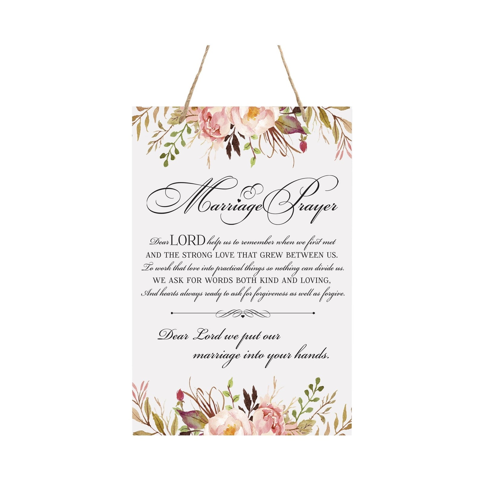 Inspirational Wooden Wall Hanging Rope Sign for Wedding 8 x 12 - A Marriage Prayer - LifeSong Milestones