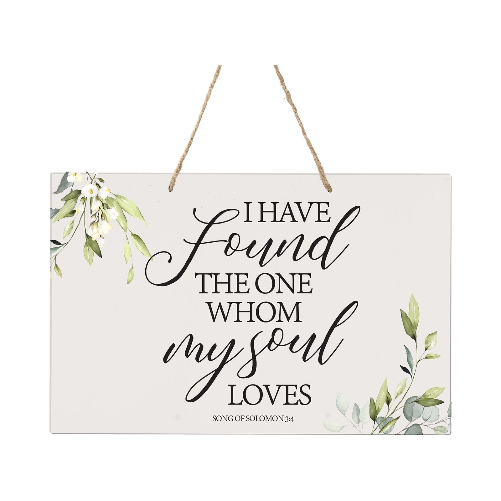 Inspirational Wooden Wall Hanging Rope Sign for Wedding 8 x 12 - I Have Found The One - LifeSong Milestones