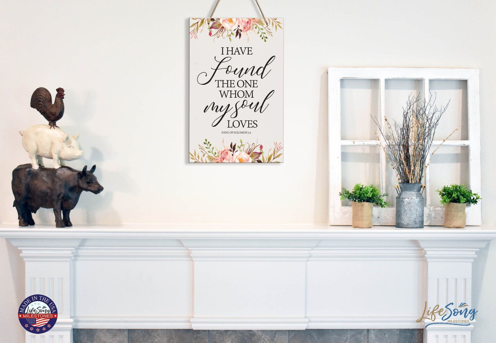 Inspirational Wooden Wall Hanging Rope Sign for Wedding 8 x 12 - I Have Found The One - LifeSong Milestones