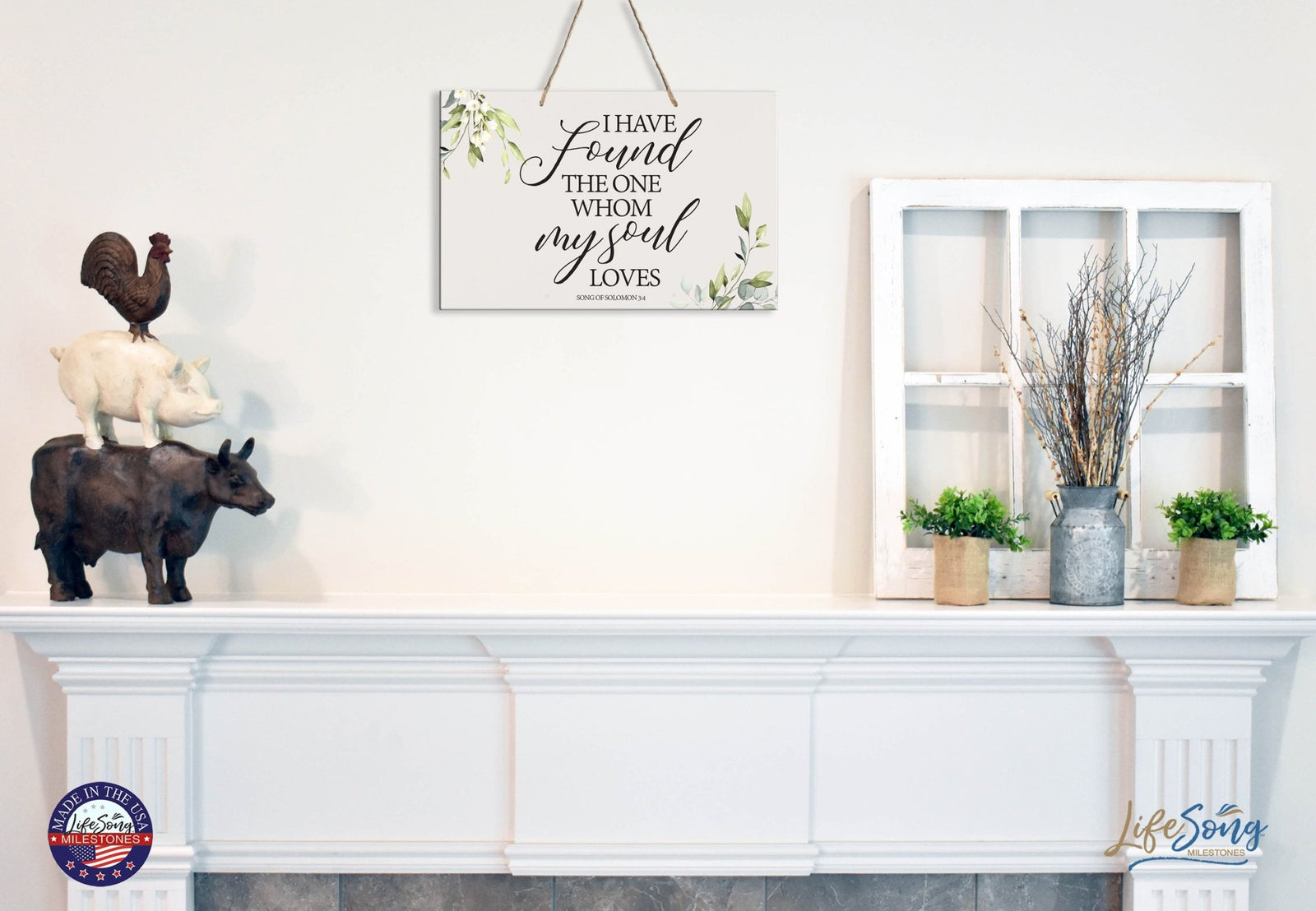 Inspirational Wooden Wall Hanging Rope Sign for Wedding 8 x 12 - I Have Found The One - LifeSong Milestones