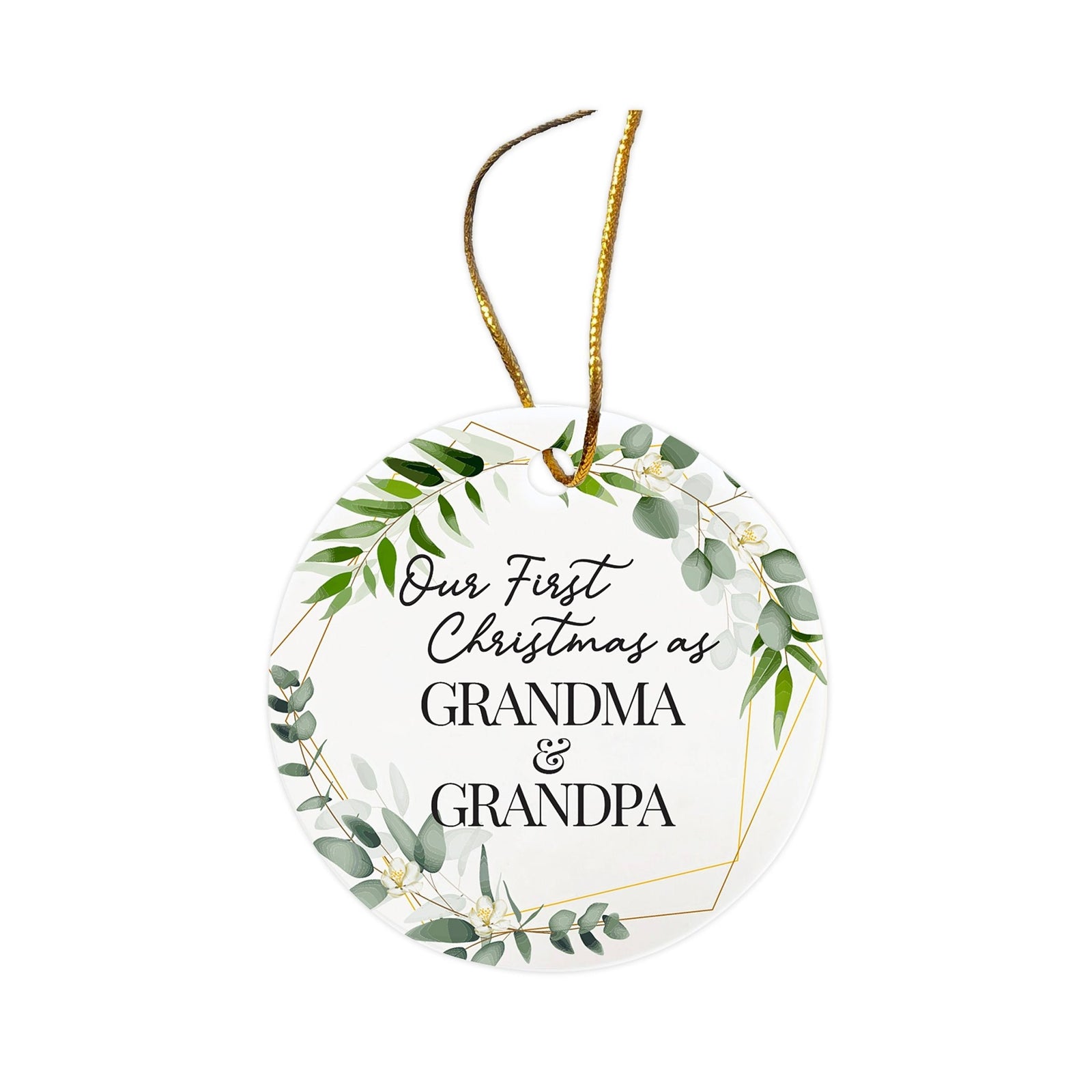 Inspiring 2.75in Christmas Ceramic White Round Ornament for Grandparents - Our First Christmas - LifeSong Milestones