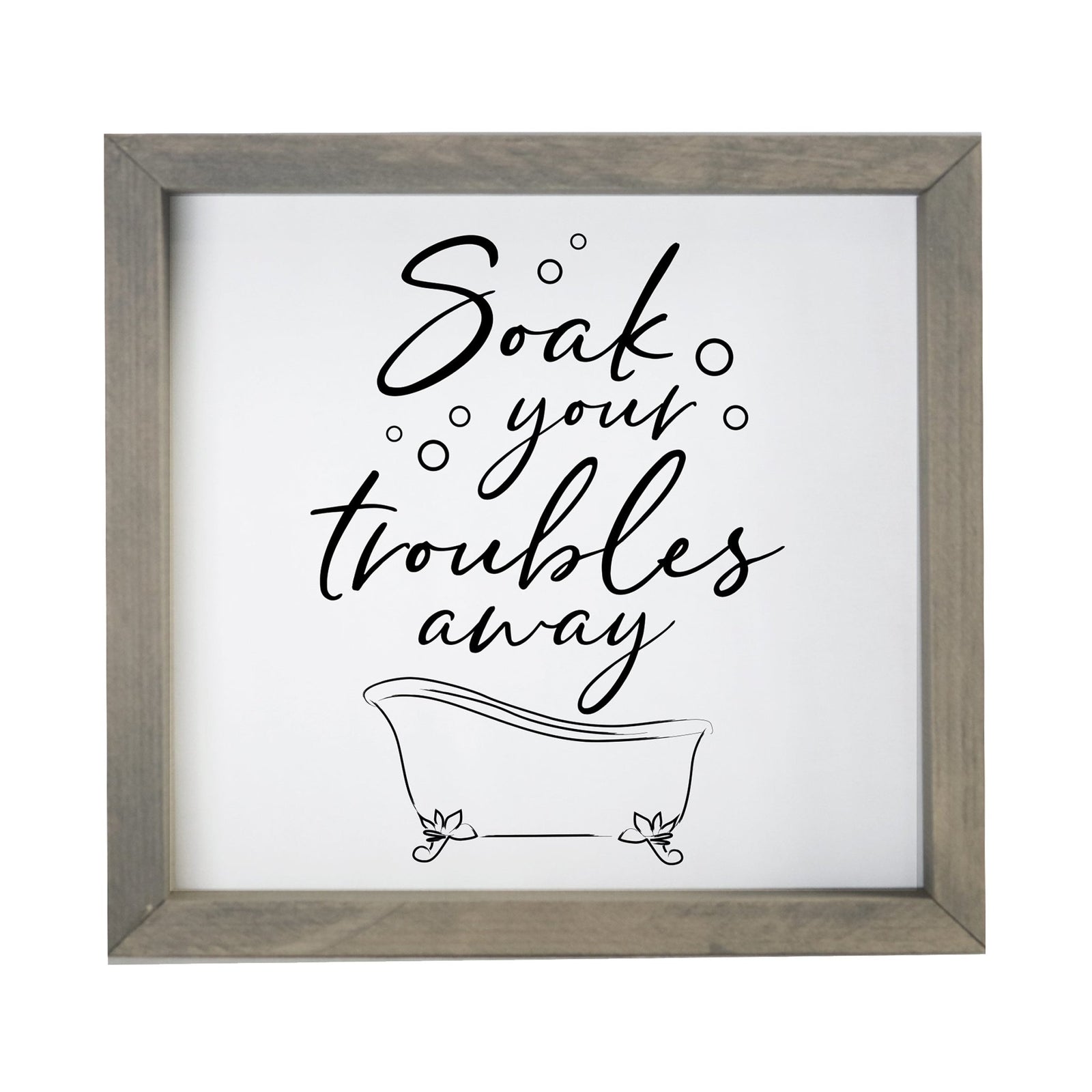 Inspiring Bathroom Decor Framed Shadow Box 11.5x11.5 (Soak Your Troubles) - LifeSong Milestones