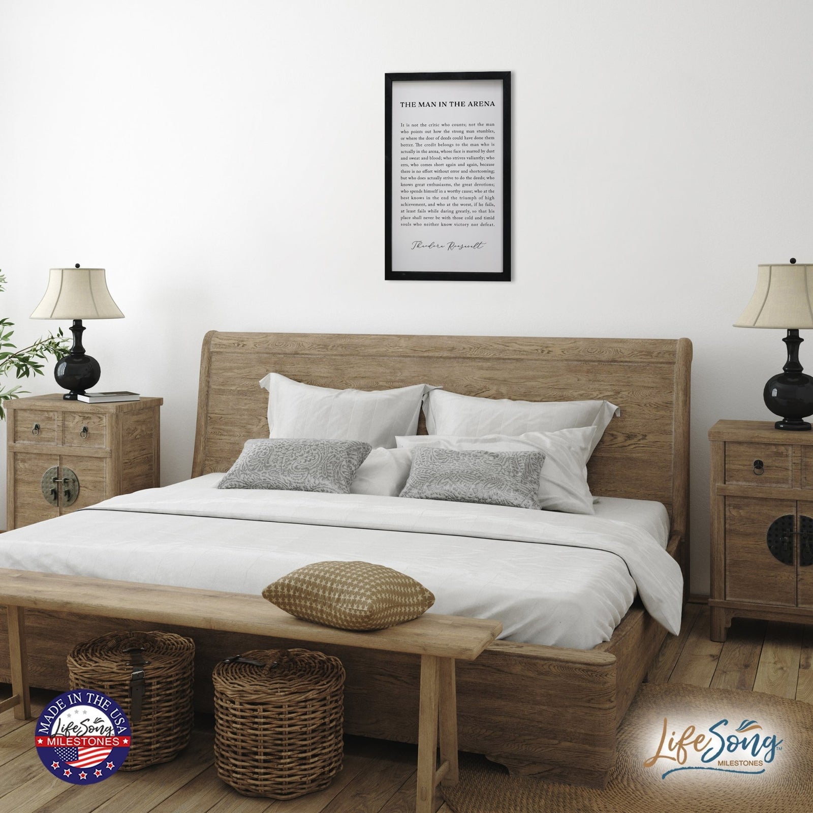 Inspiring Modern Black Framed Shadow Box - The Man In The Arena - LifeSong Milestones