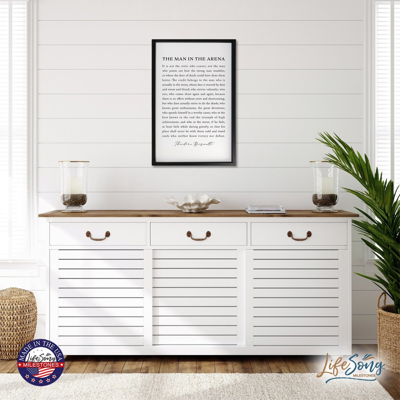 Inspiring Modern Black Framed Shadow Box - The Man In The Arena - LifeSong Milestones