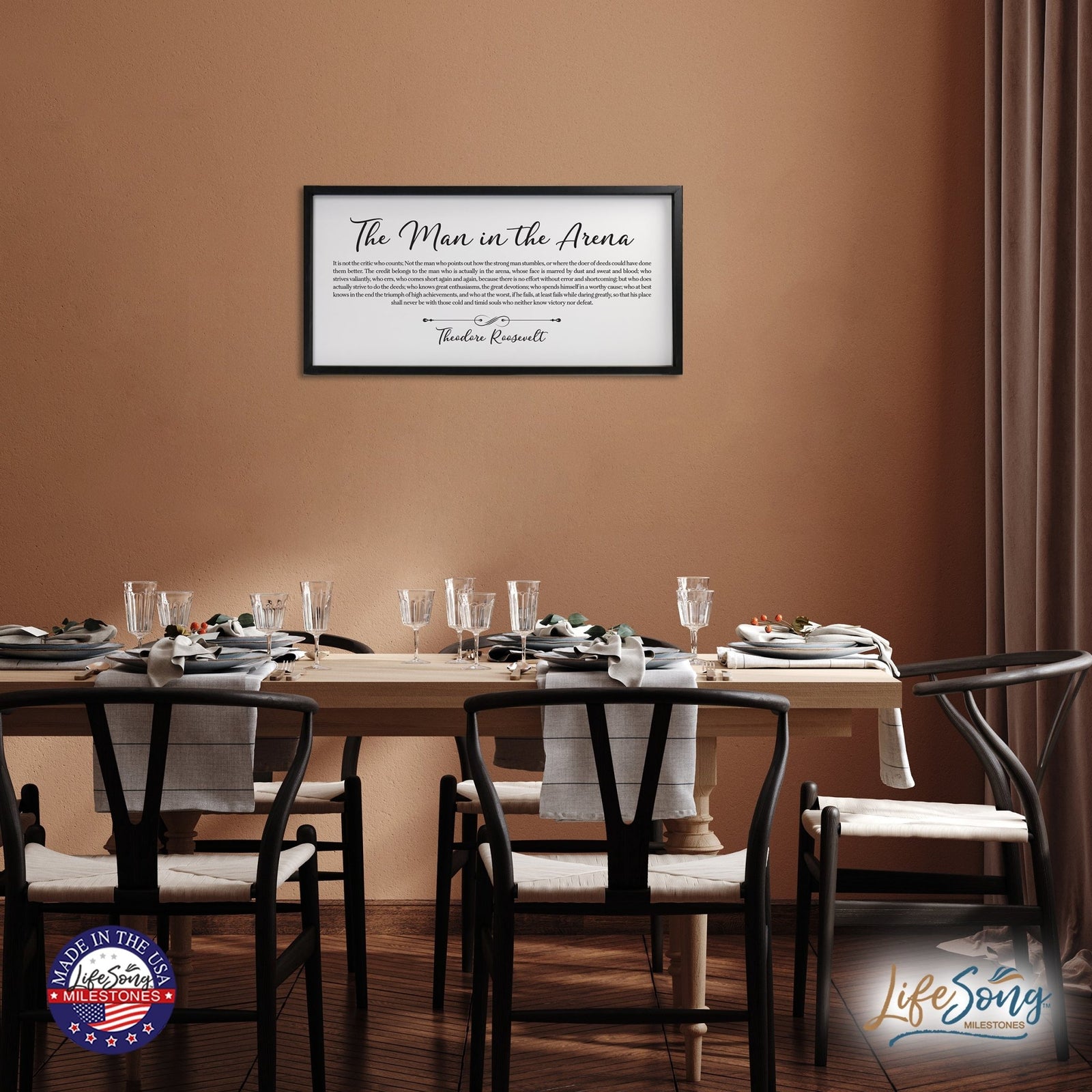 Inspiring Modern Black Framed Shadow Box - The Man In The Arena - LifeSong Milestones