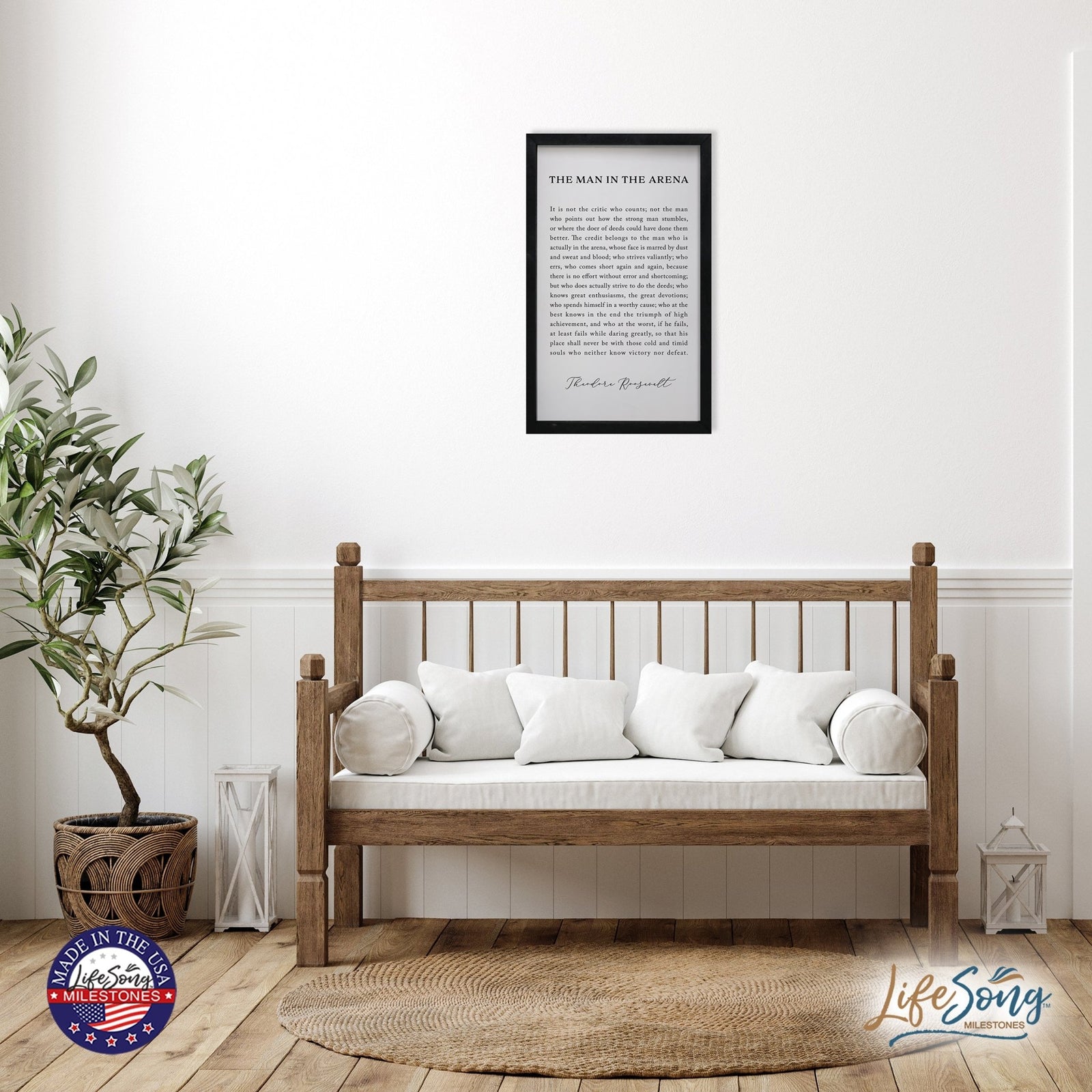 Inspiring Modern Black Framed Shadow Box - The Man In The Arena - LifeSong Milestones