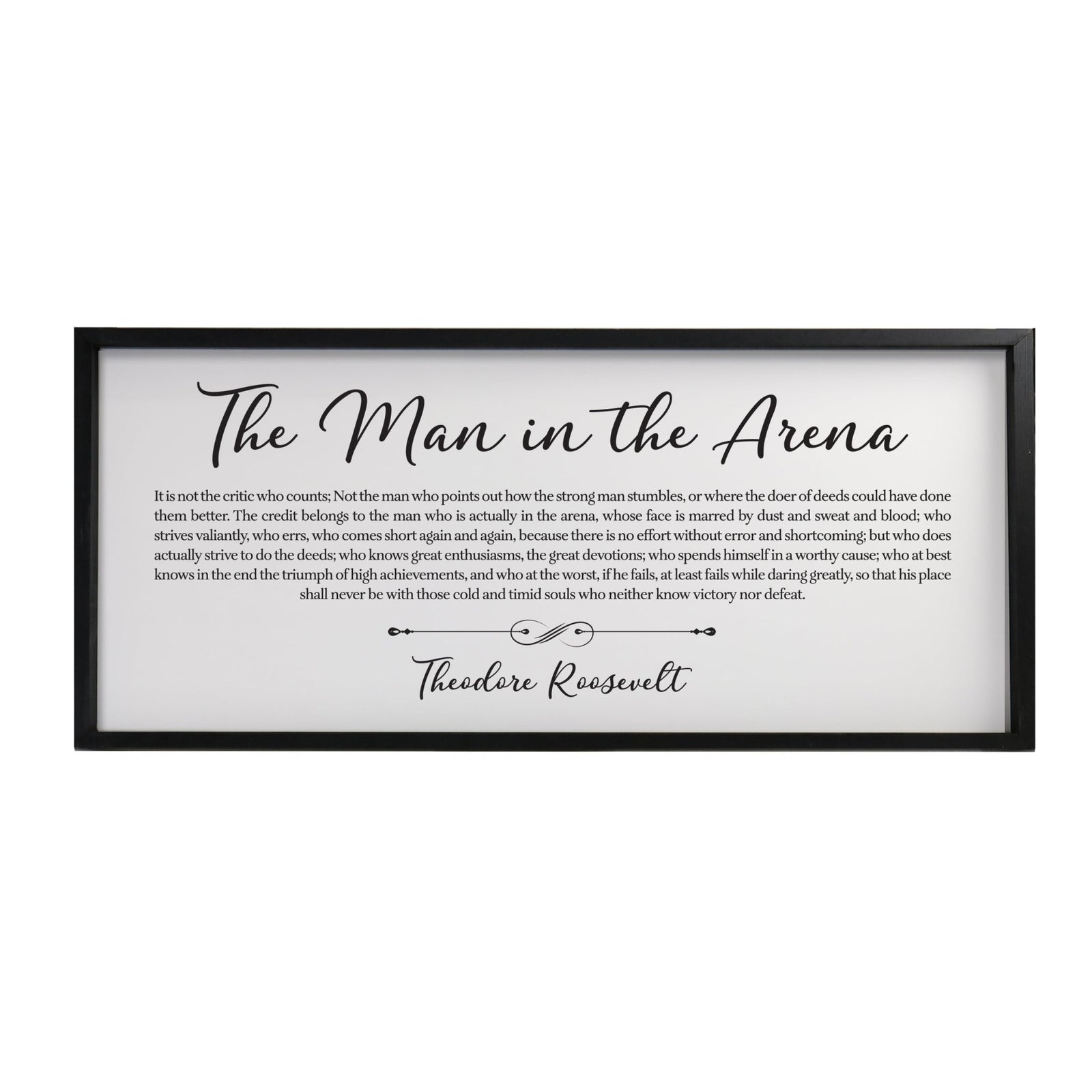 Inspiring Modern Black Framed Shadow Box - The Man In The Arena - LifeSong Milestones
