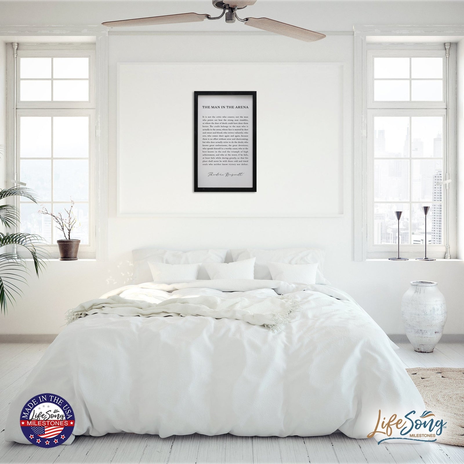Inspiring Modern Black Framed Shadow Box - The Man In The Arena - LifeSong Milestones