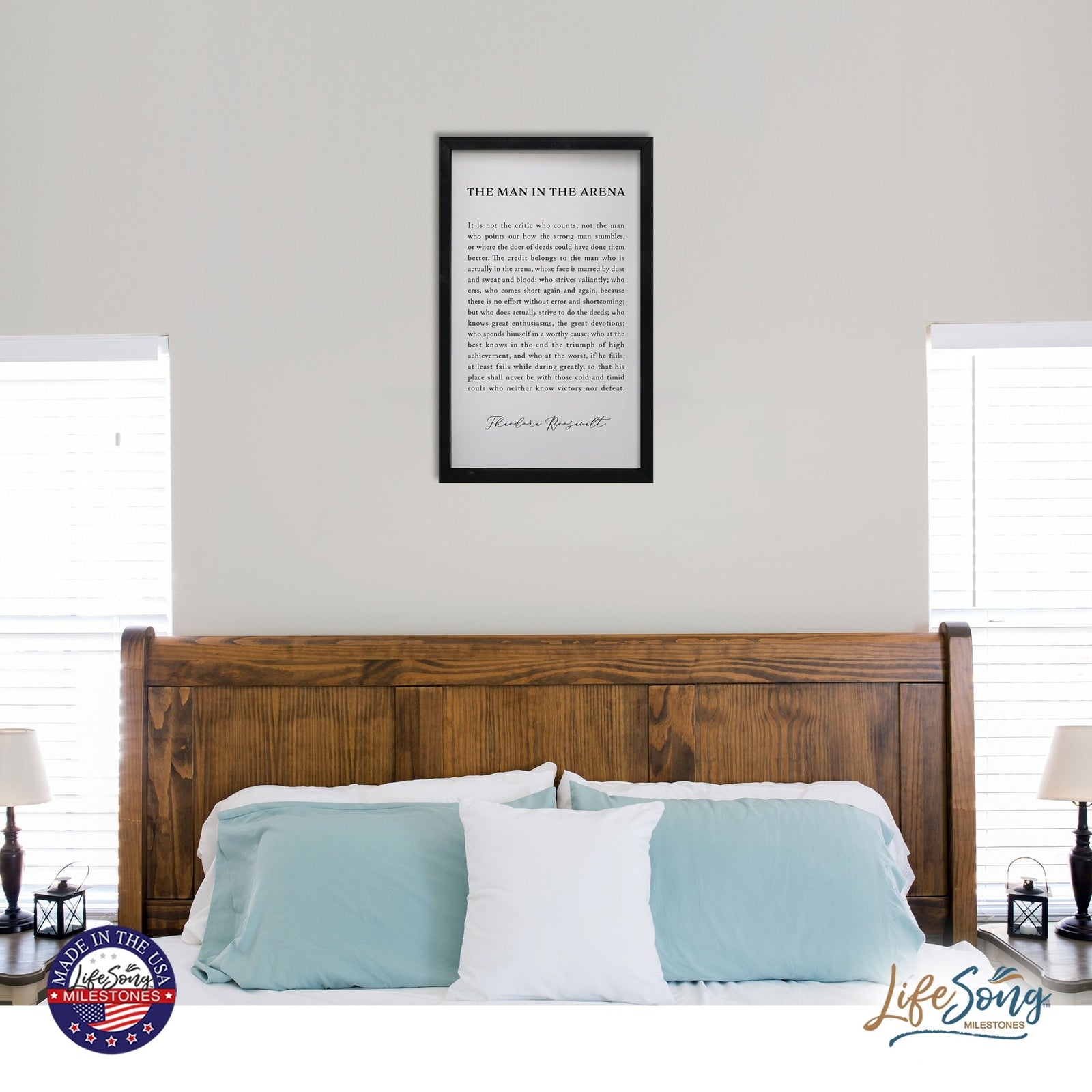 Inspiring Modern Black Framed Shadow Box - The Man In The Arena - LifeSong Milestones