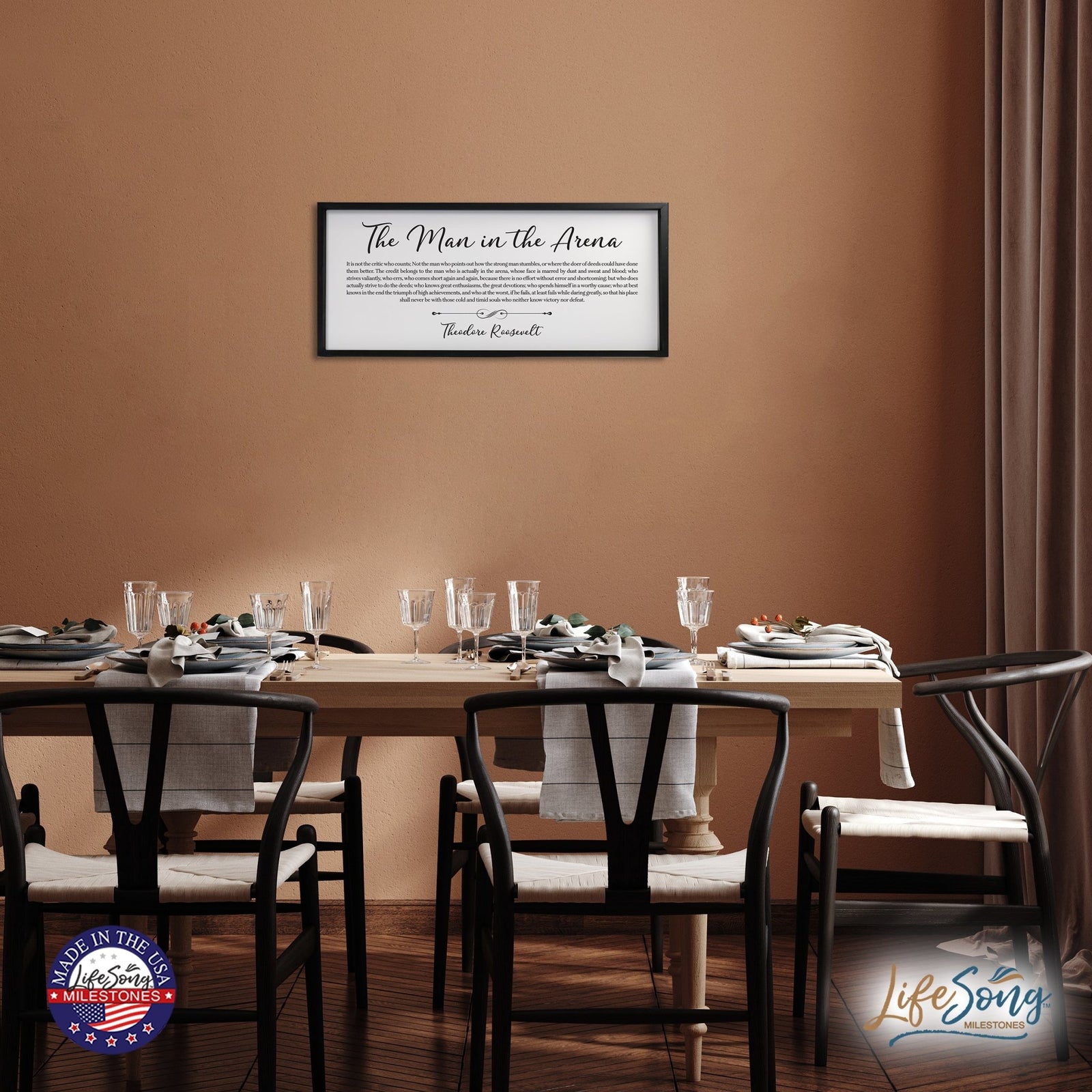 Inspiring Modern Black Framed Shadow Box - The Man In The Arena - LifeSong Milestones